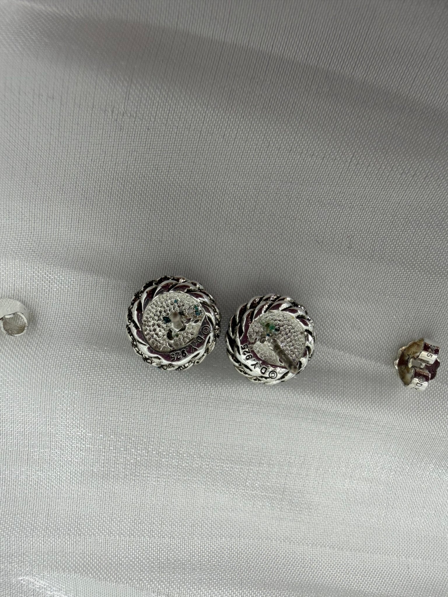 David Yurman Amethyst Sterling SIlver Cable Earrings