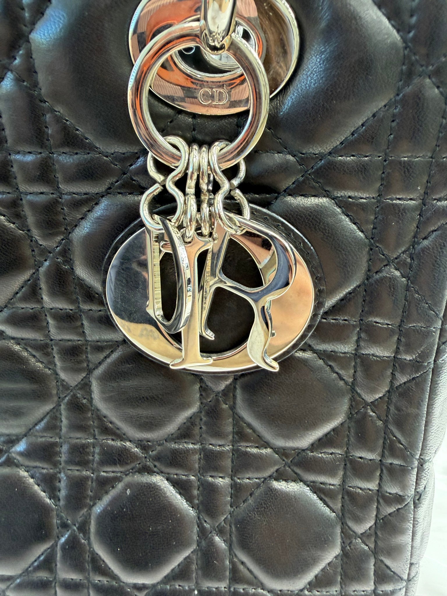 Christian Dior Black Cannage Leather Medium Lady Dior