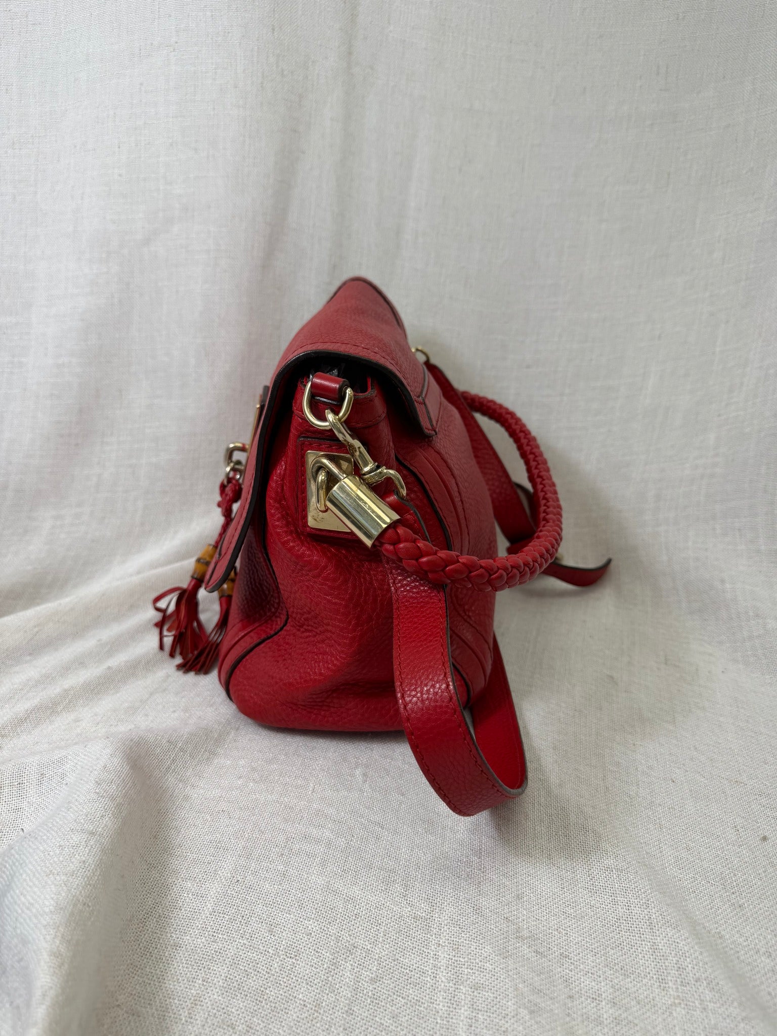 Gucci Red Leather Bella Flap Shoulder Bag