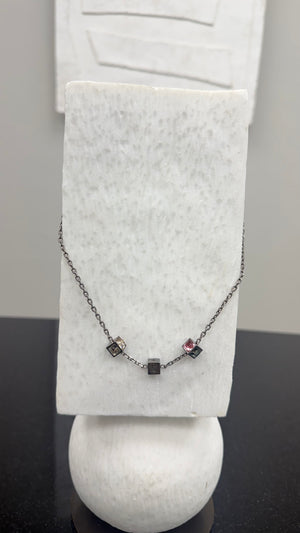 Louis Vuitton Silver Crystal Gamble Necklace