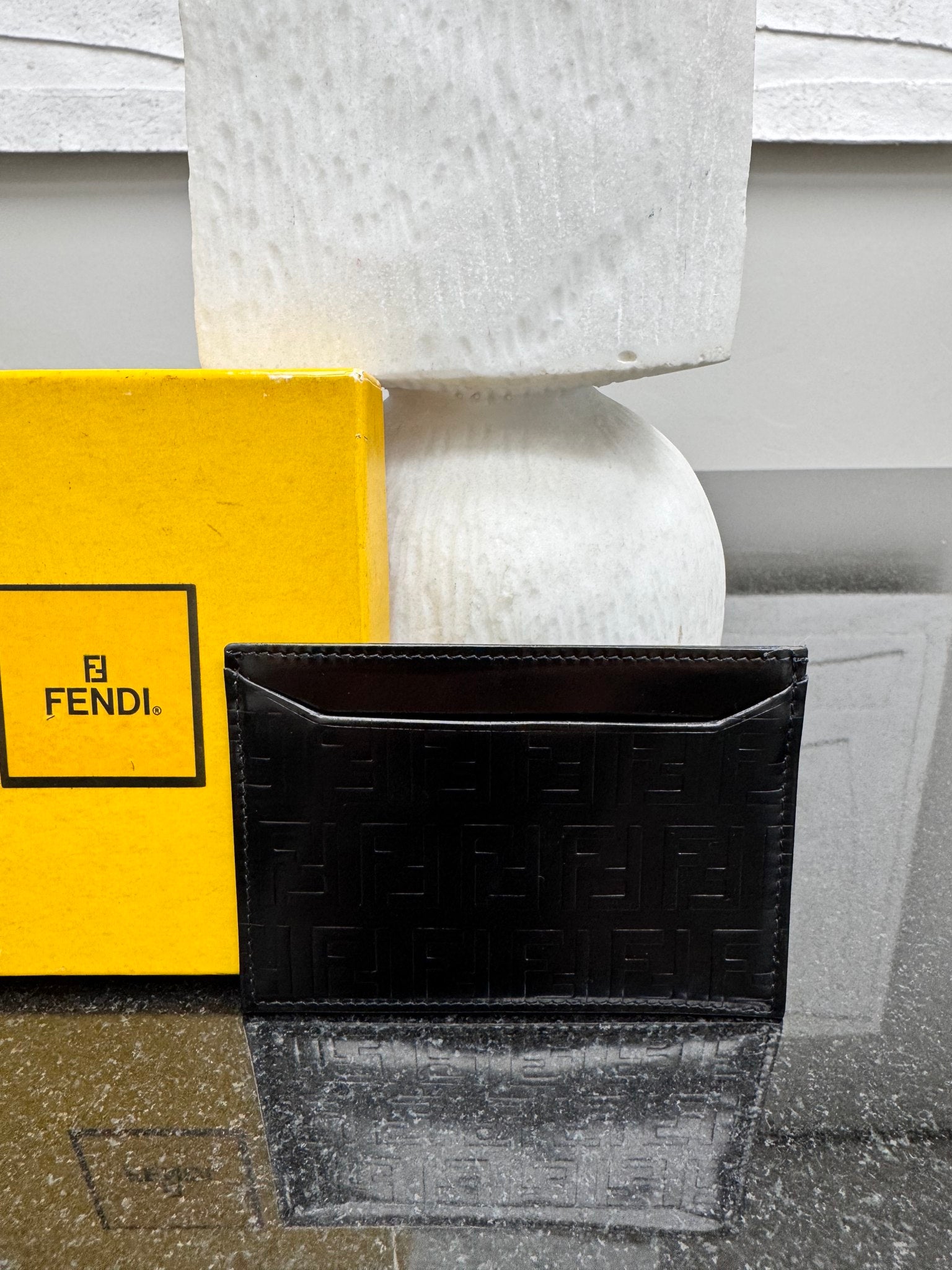 LIKE NEW - Fendi Black Zucchino Embossed Patent Leather Card Case