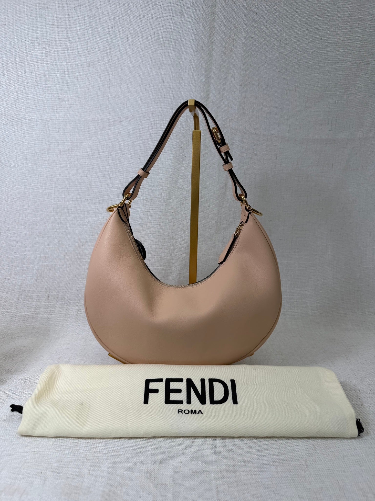 Fendi Peach Leather Fendigraphy Bag 
