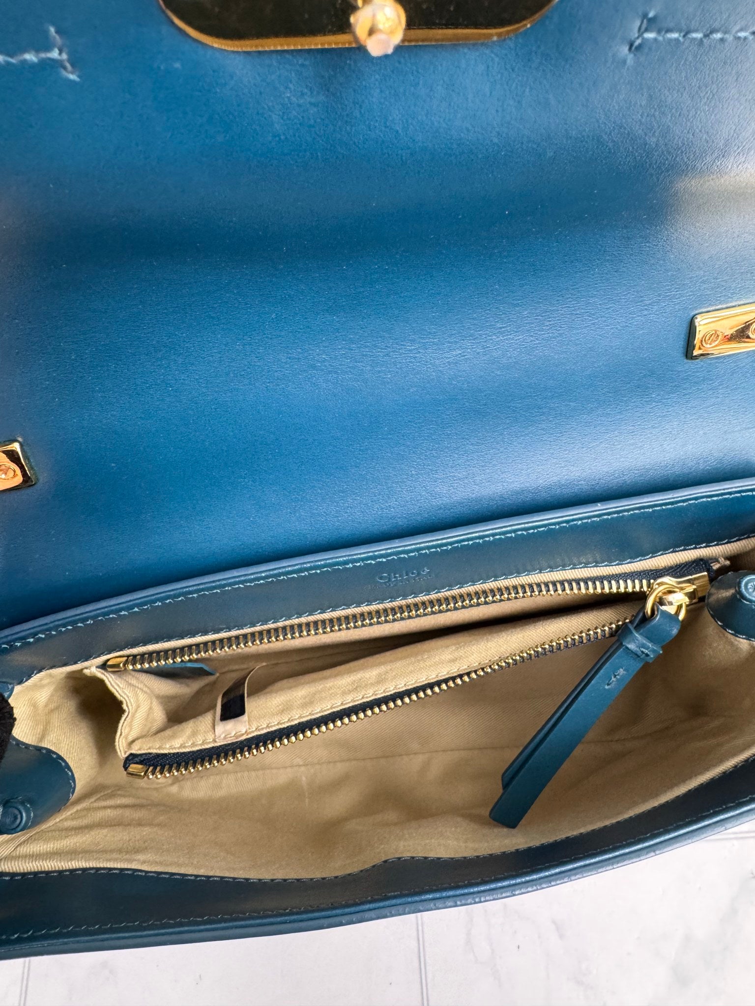 Chloe Blue Leather C Crossbody Bag
