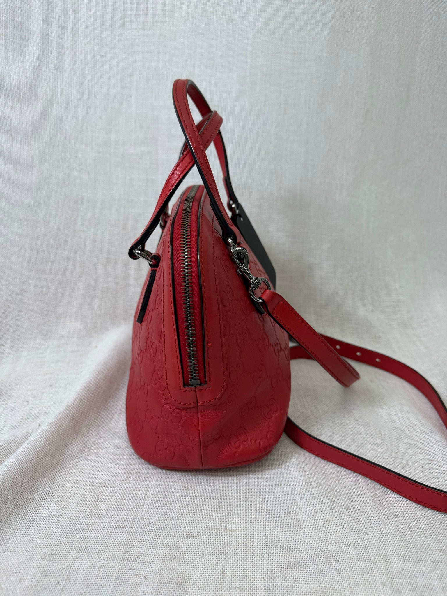 Gucci Red Guccissima Leather Dome Handbag