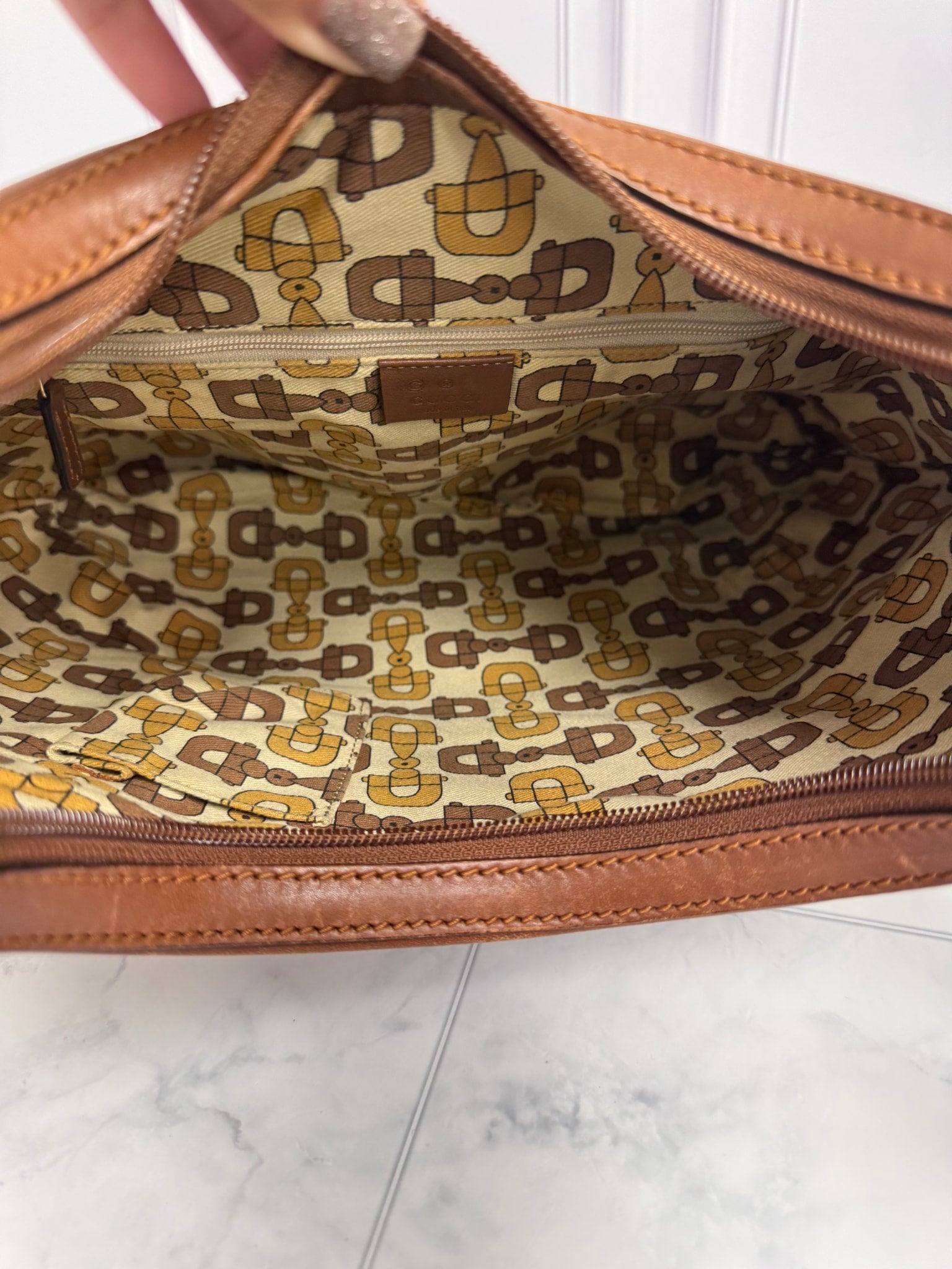 Gucci Brown Leather Embossed Guccissima Hysteria Crest Hobo Shoulder Bag