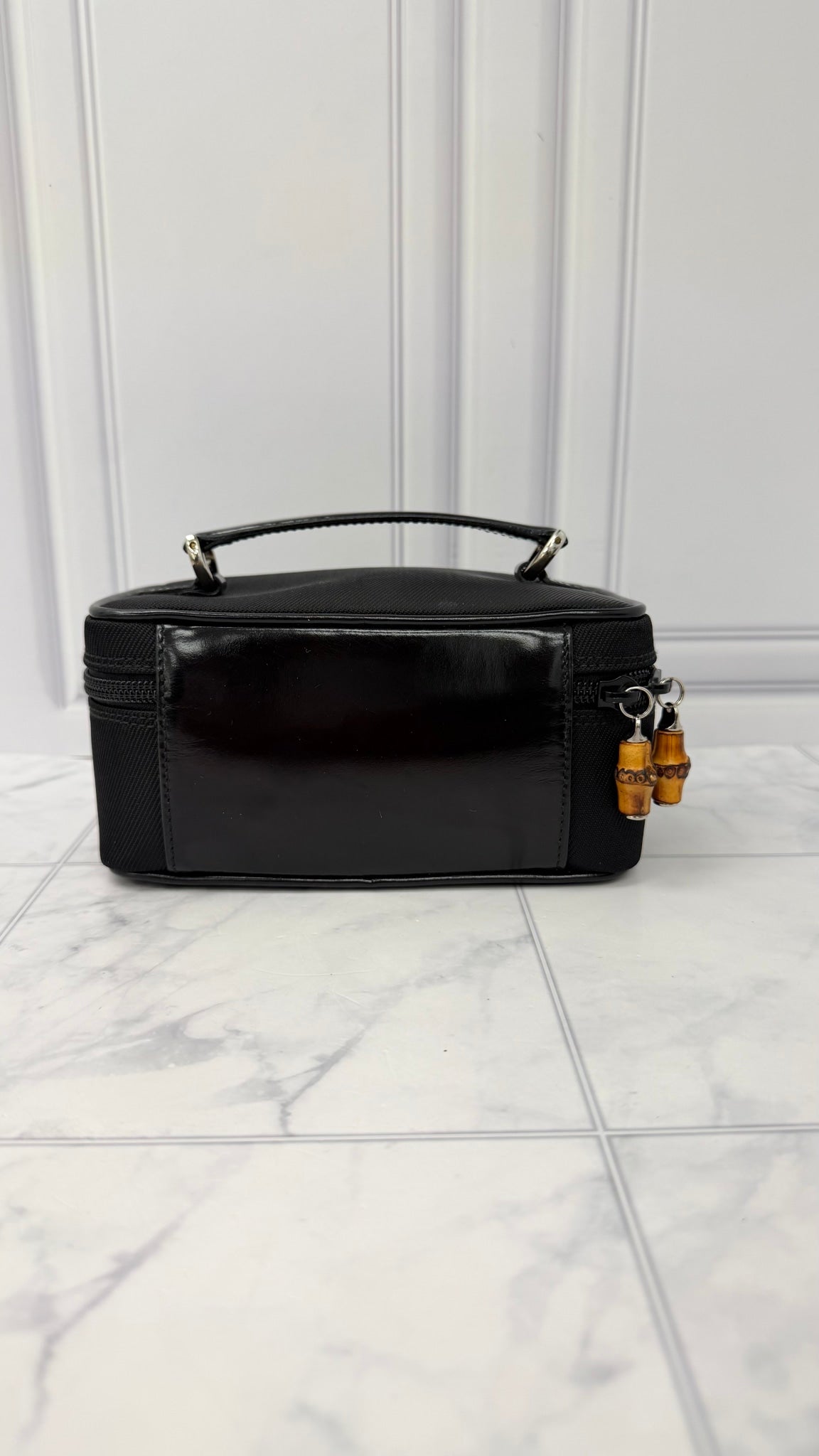 Gucci Black Nylon Bamboo Vanity Case 