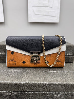 MCM Tricolor Grained Leather Wallet On A Chain