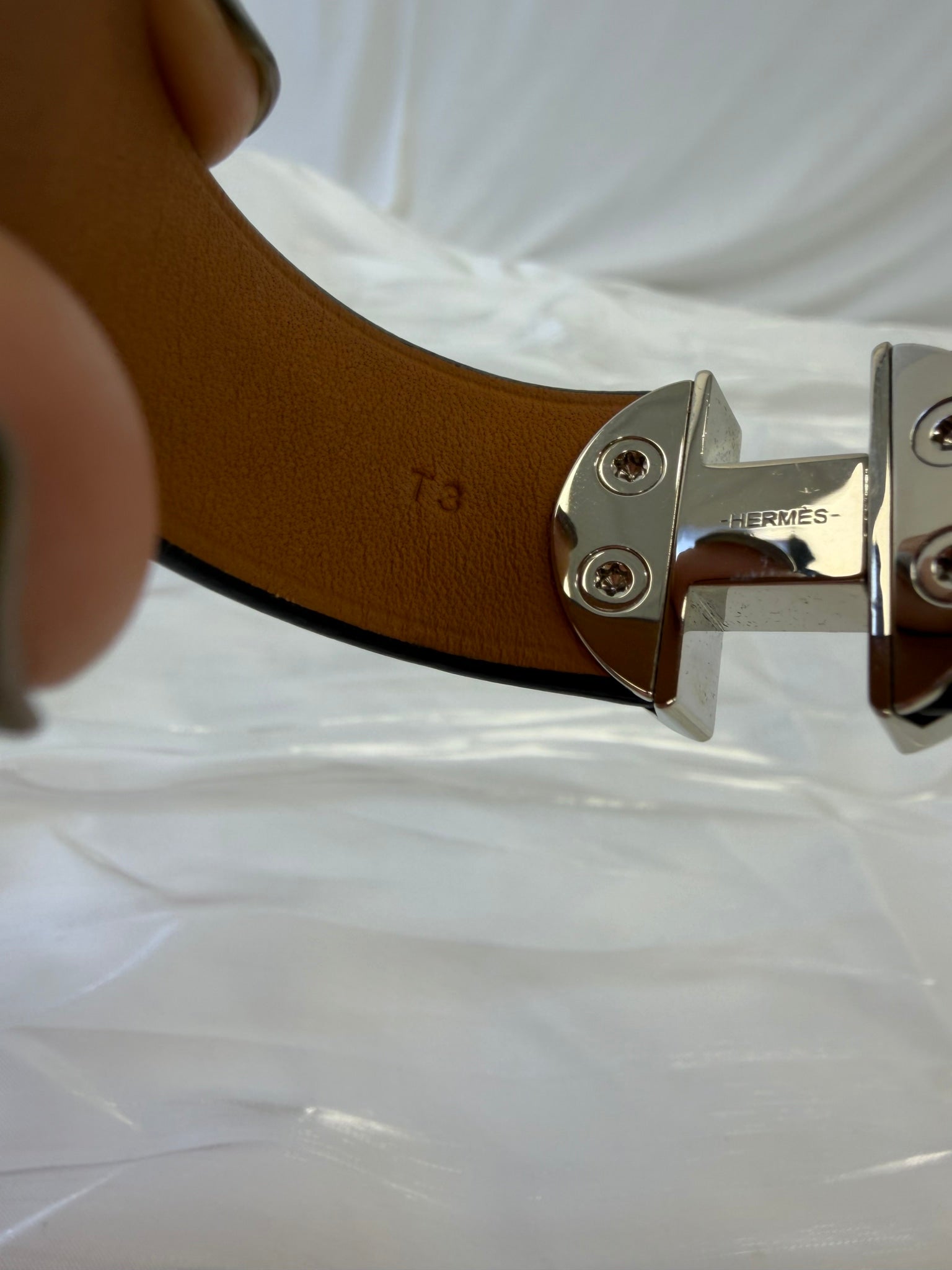 Hermes Black Calfskin Tad Manchette Bracelet