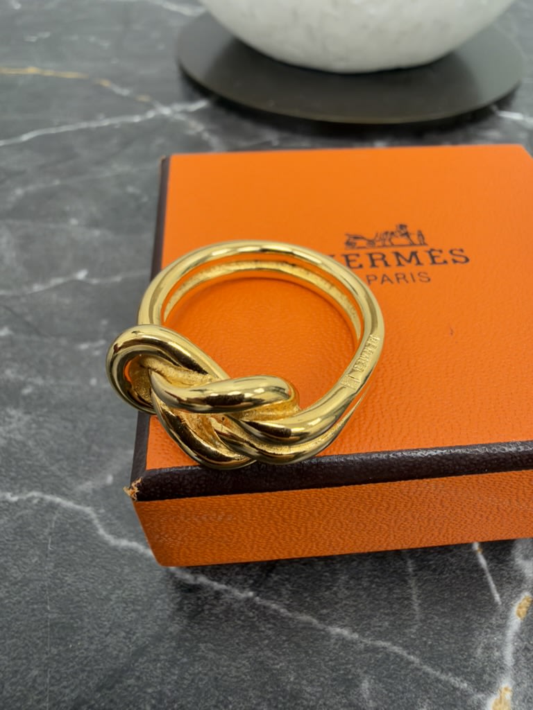 Hermes Gold Tone Atame Scarf Ring 