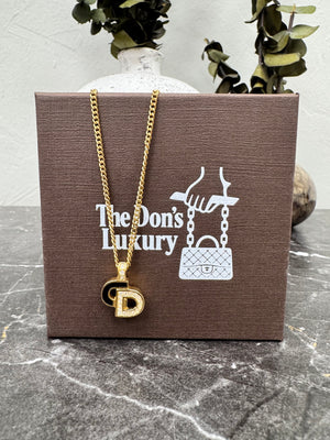 Christian Dior Gold Rhinestone CD Necklace