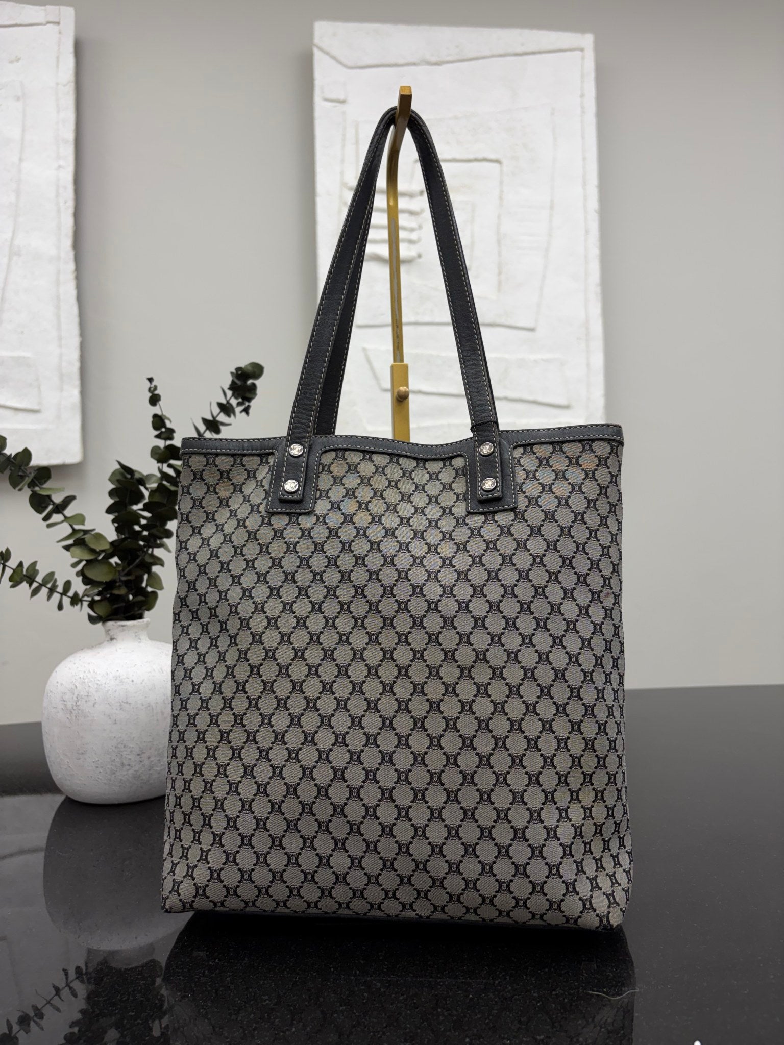 Celine Black Macadam Canvas Tote Bag