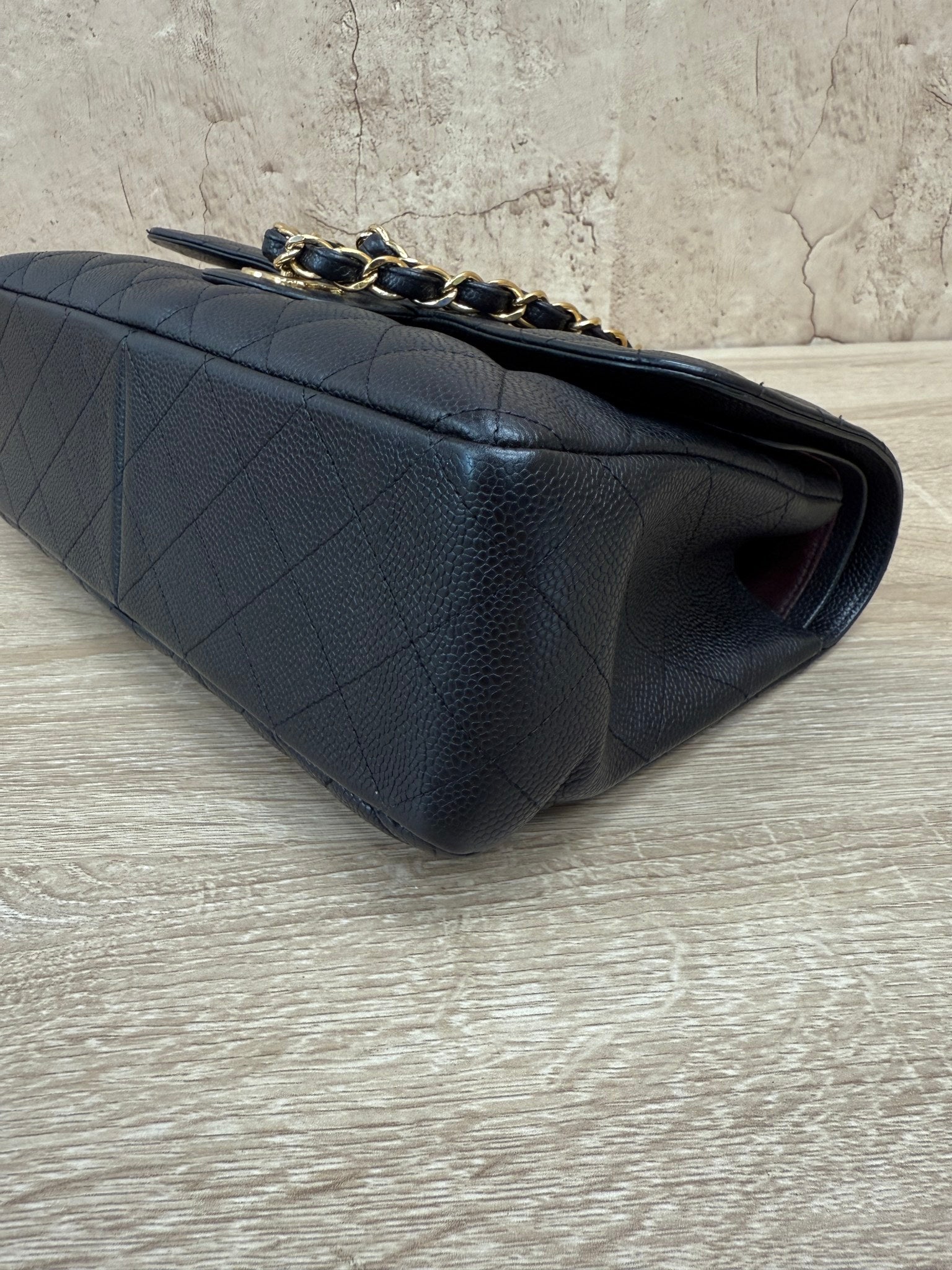 Chanel Black Caviar Leather Jumbo Classic Double Flap 