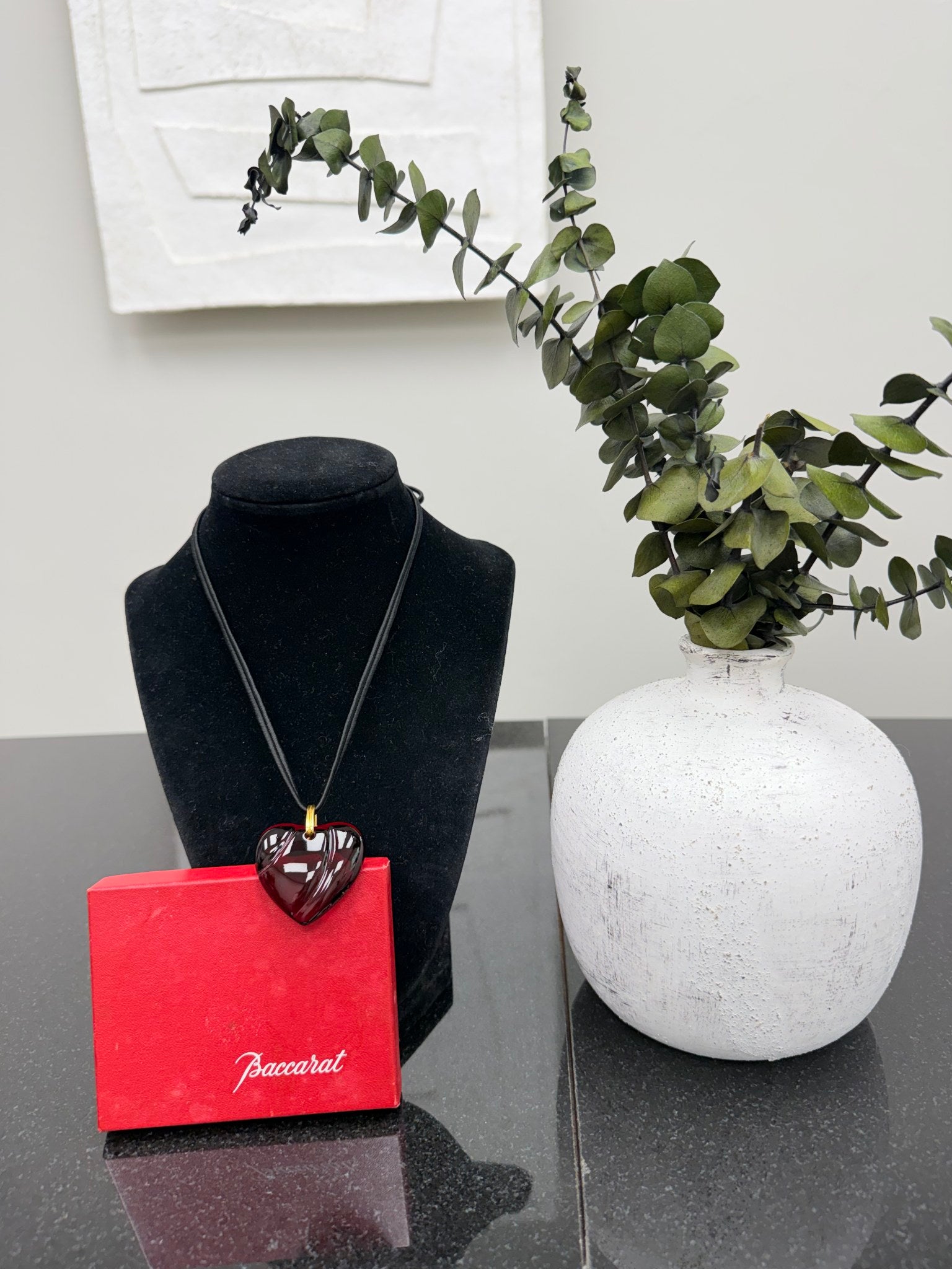 Baccarat Red Tone Crystal Heart Necklace 