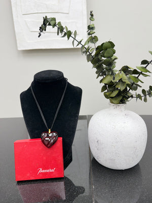 Baccarat Red Tone Crystal Heart Necklace