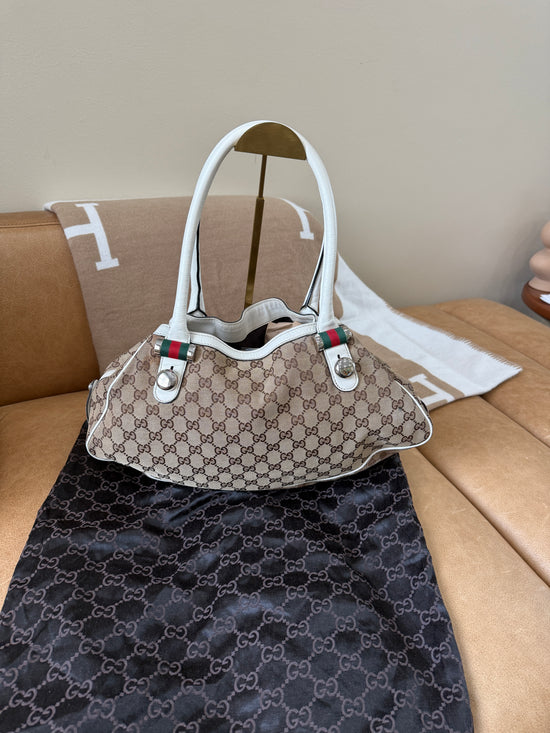 Gucci Beige GG Canvas Match Ball Sherry Line Tote Bag