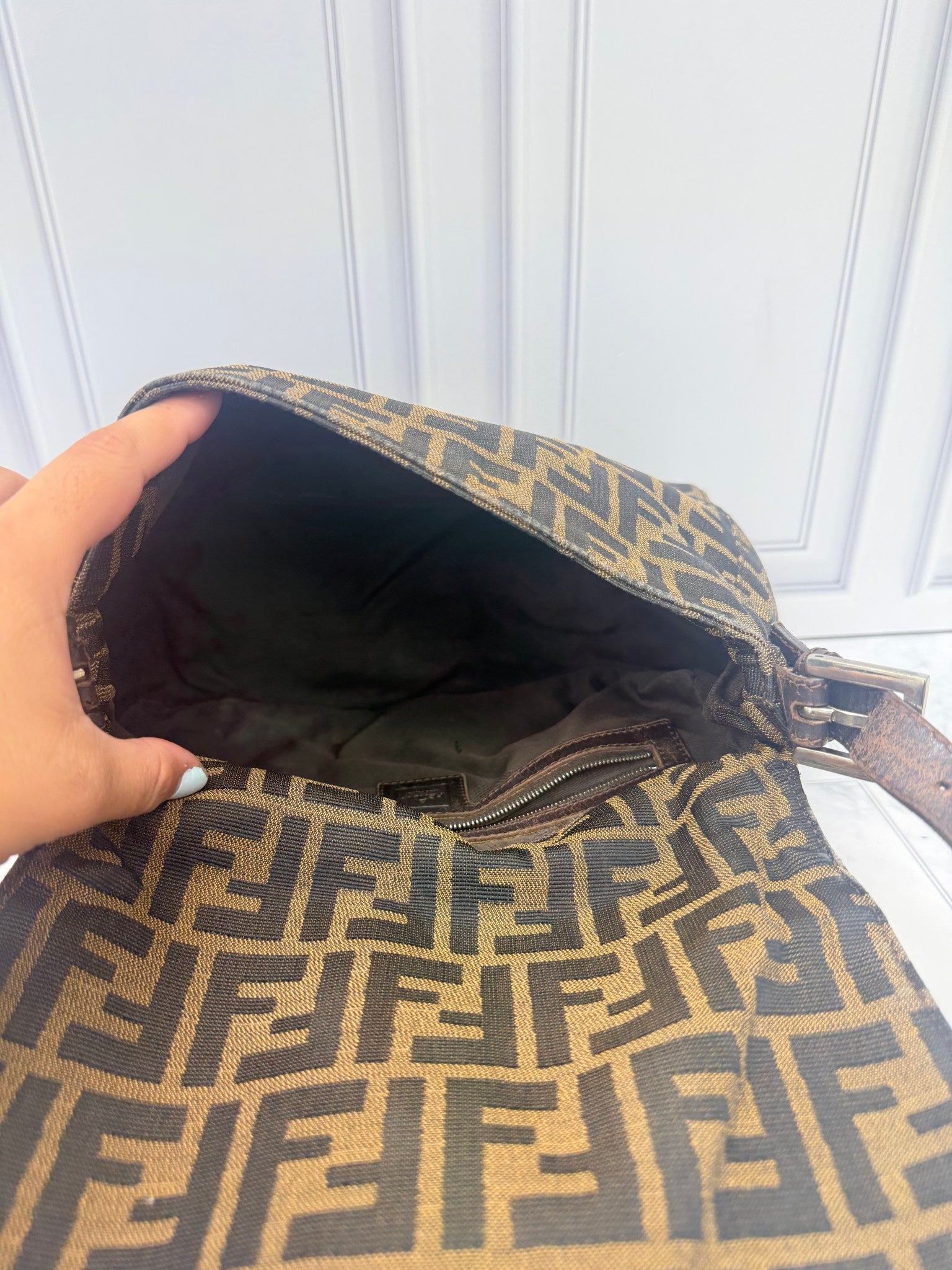 Fendi Brown Zucca Mamma Baguette Medium Shoulder Bag