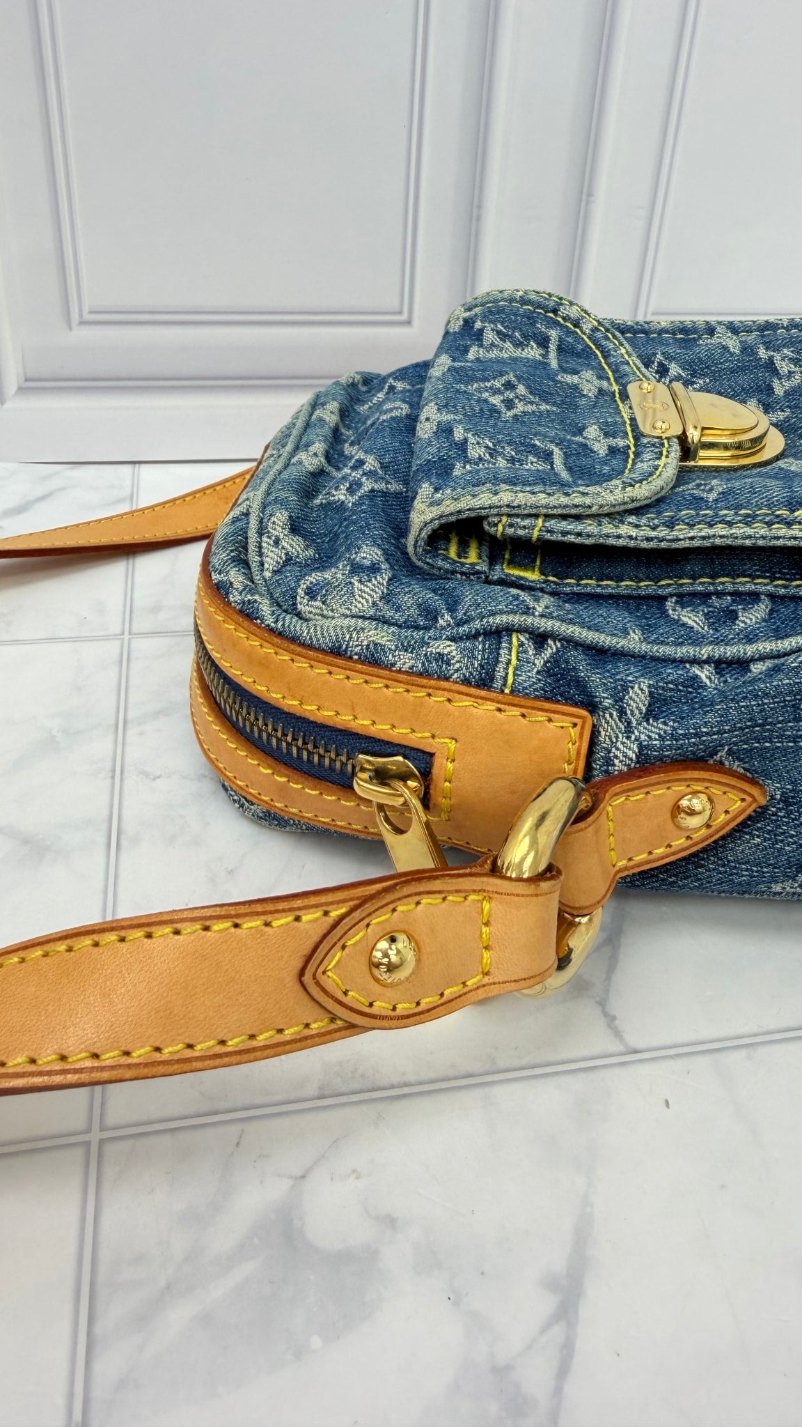 Louis Vuitton Blue Denim Monogram Camera Bag 