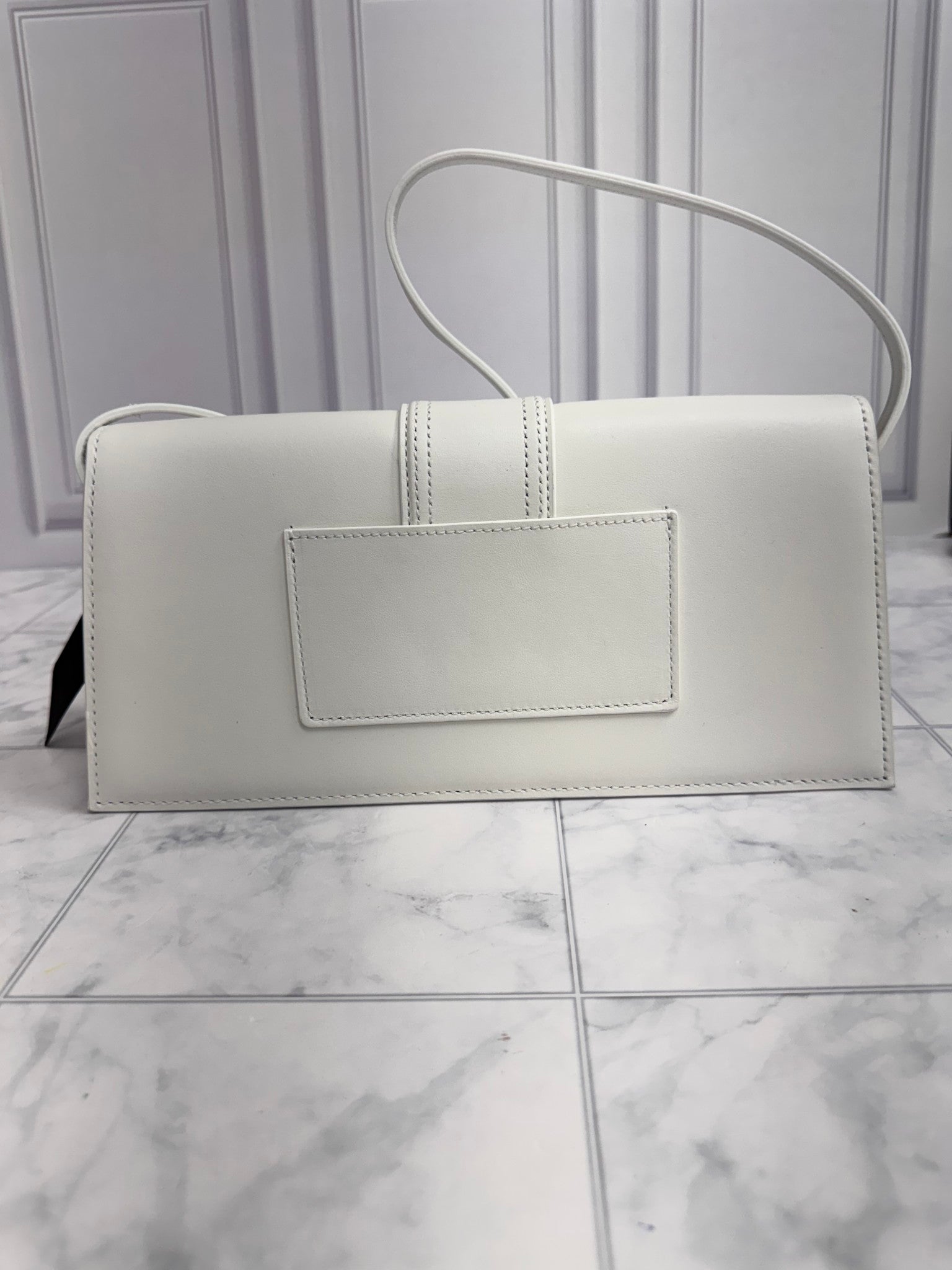 BRAND NEW - Jacquemus White Leather Le Bambino Long Shoulder Bag