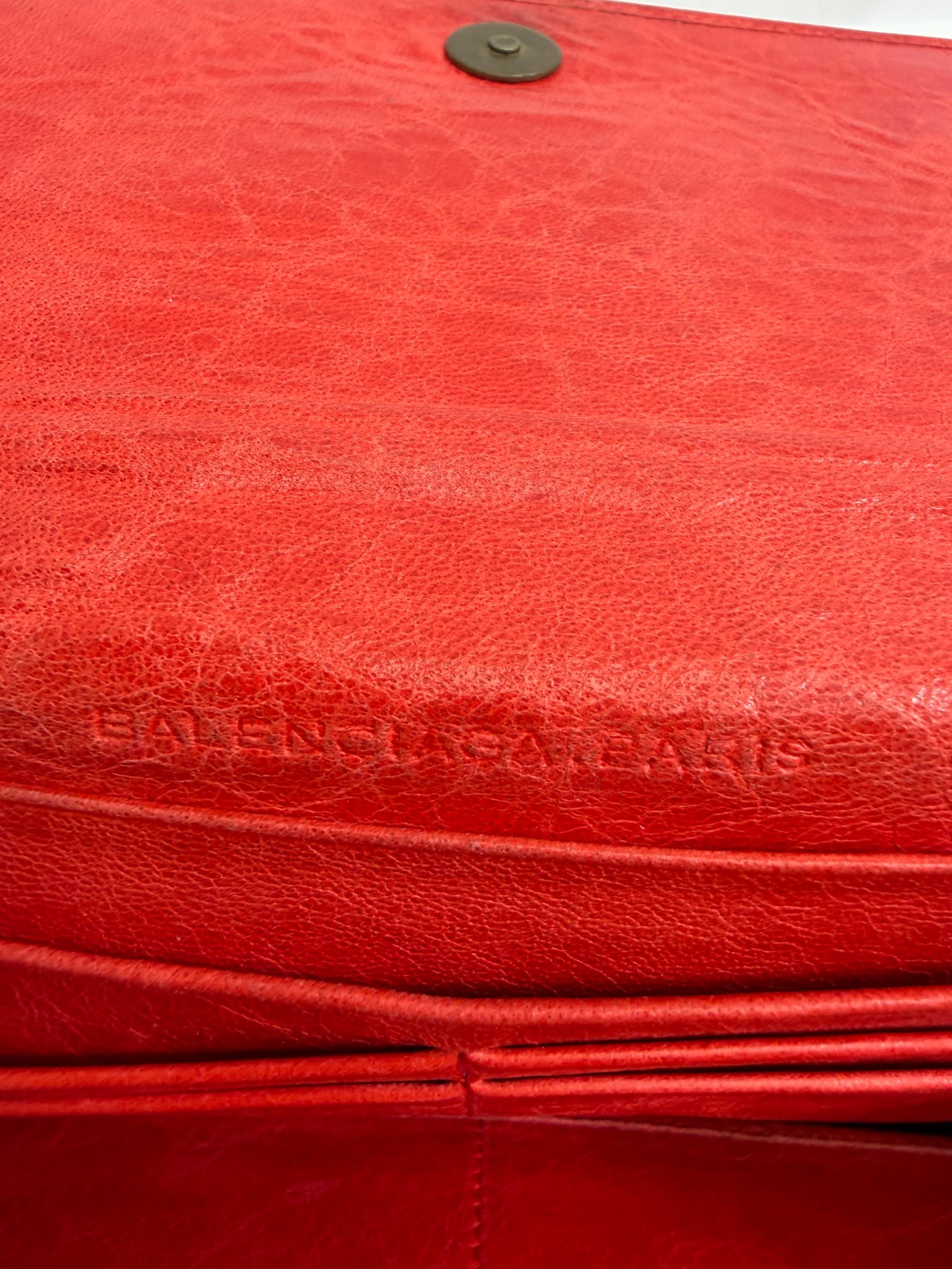 Balenciaga Red Leather Agneau Continental Wallet 