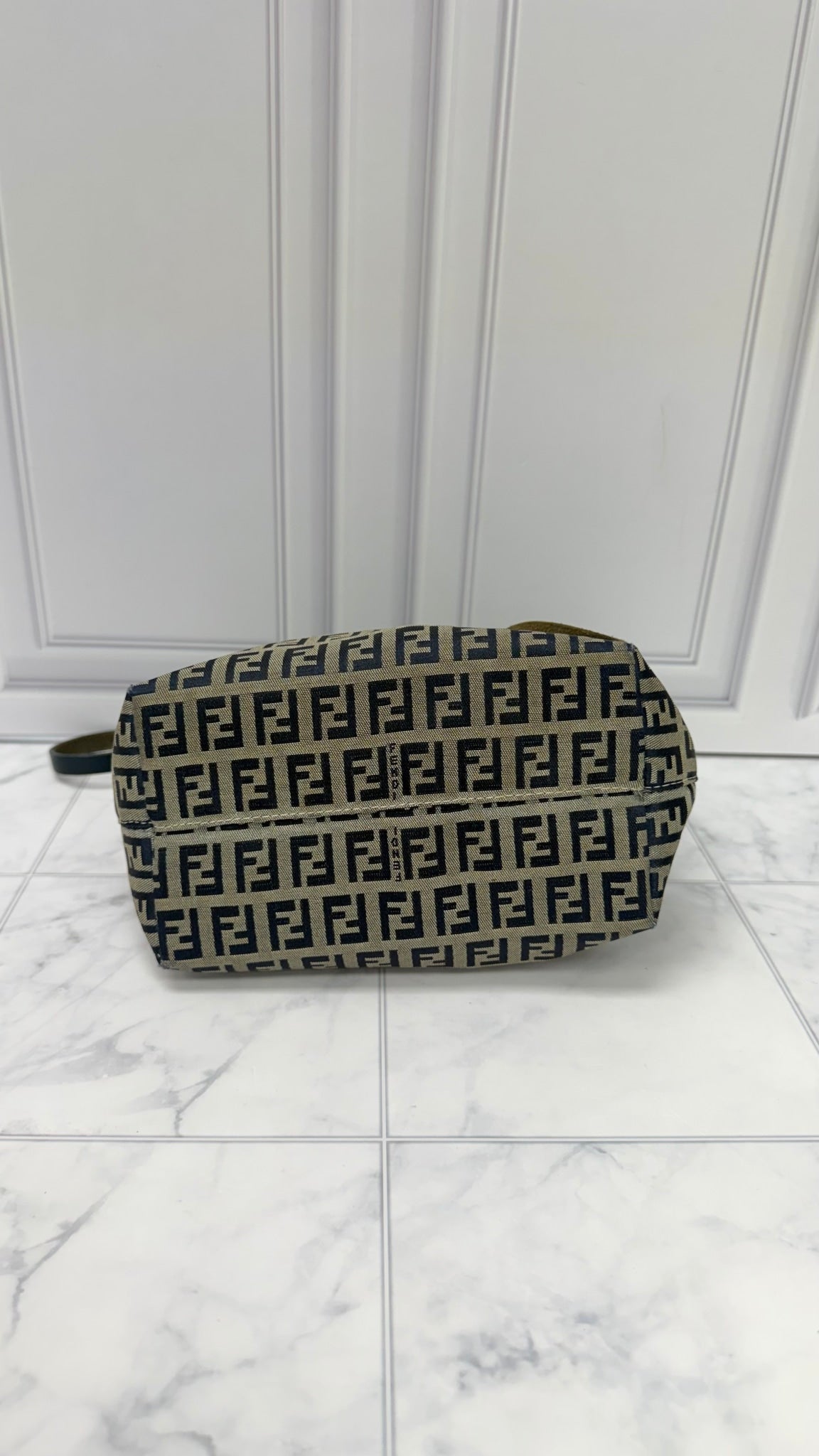 Fendi Blue Canvas Zucchino Mini Tote Bag 