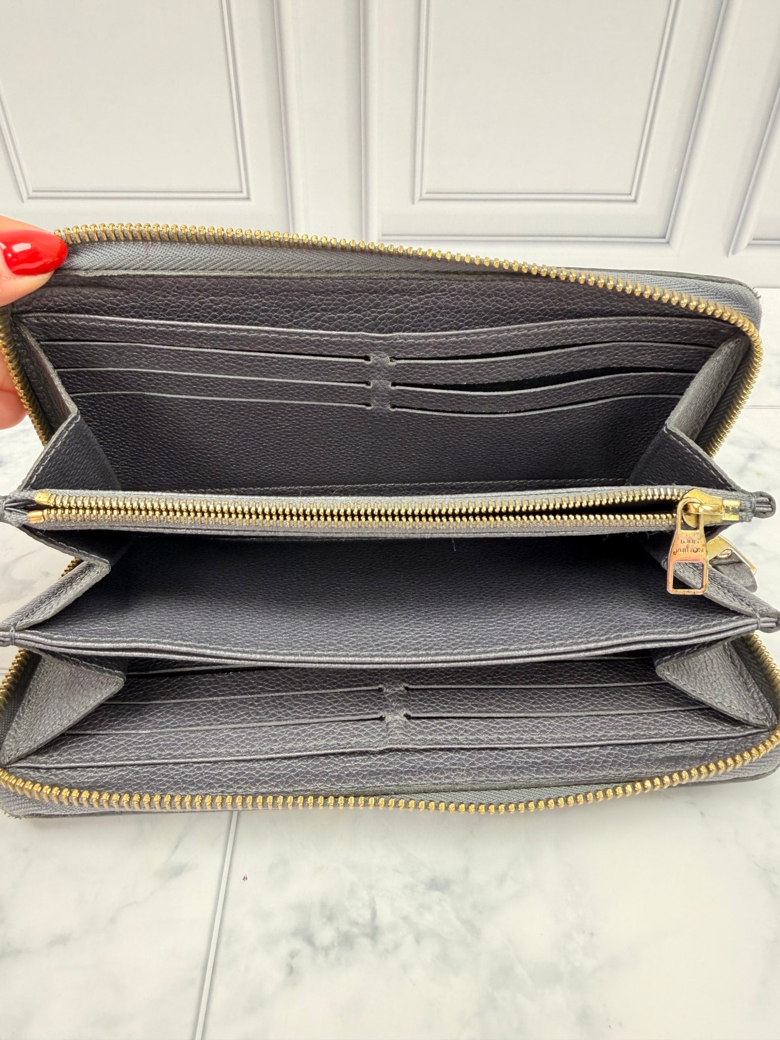 Louis Vuitton Charcoal Studded Empreinte Zippy Wallet 