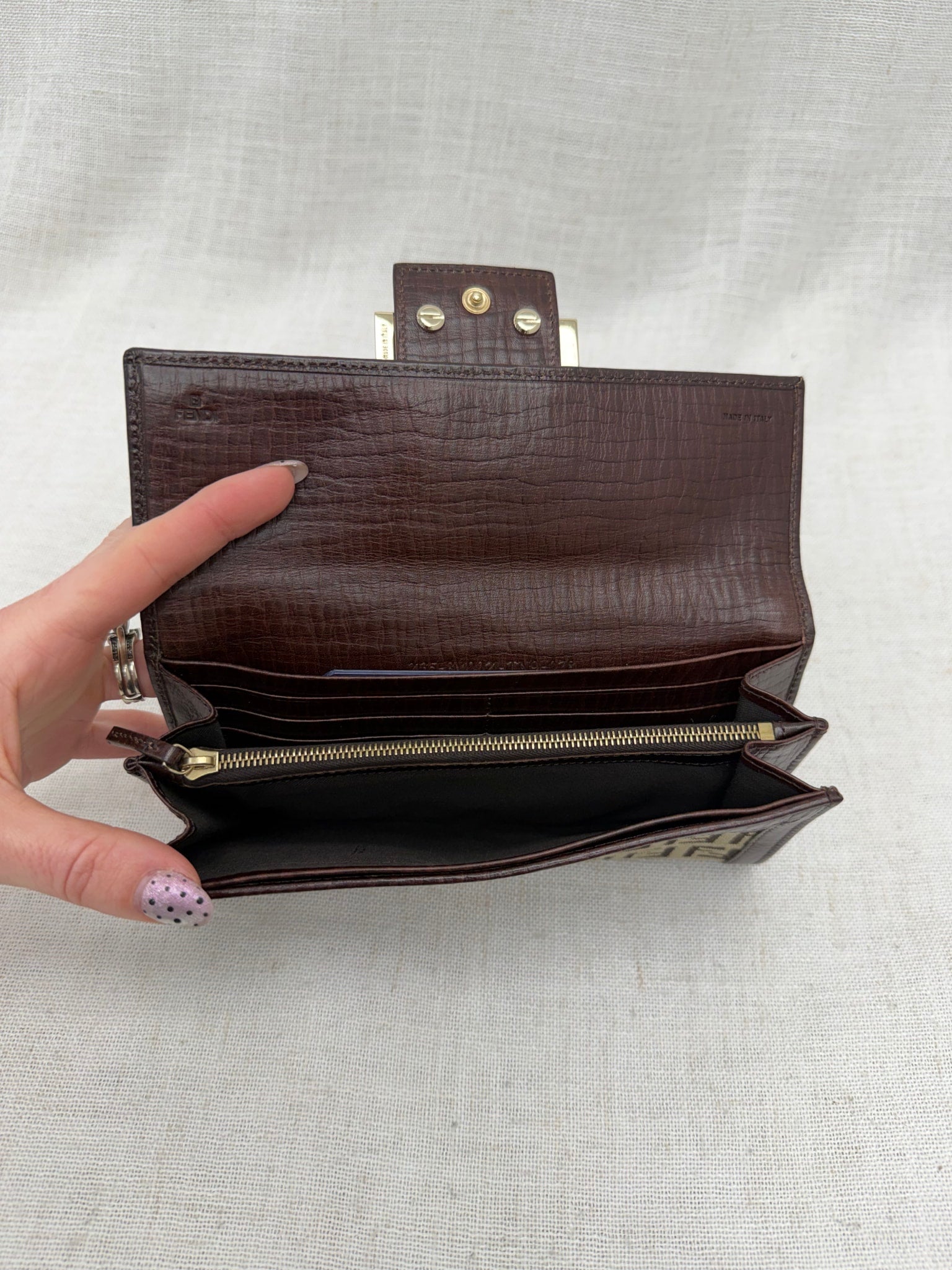 Fendi Brown Zucca Canvas Long Wallet