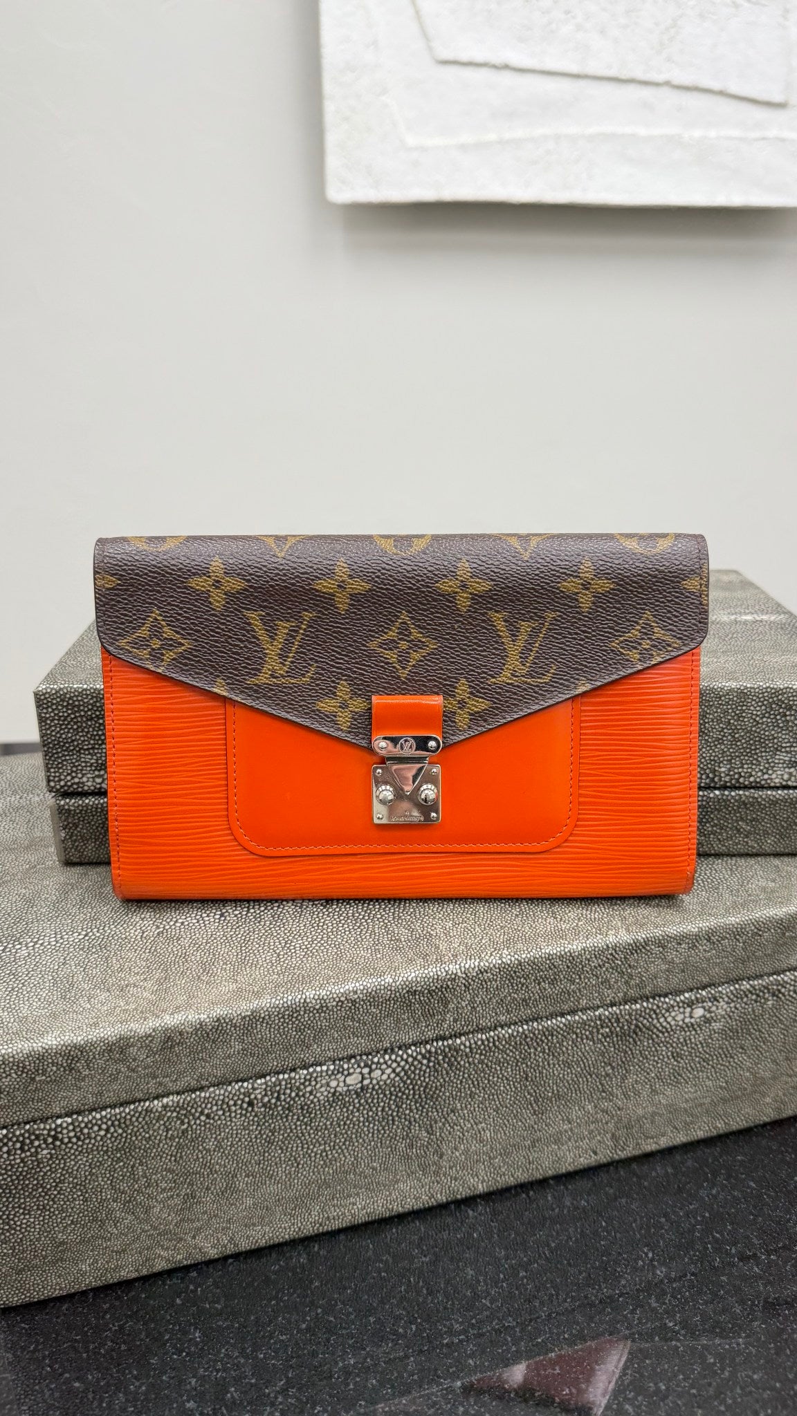 LIKE NEW- Louis Vuitton Monogram & Orange Epi Marie Rose Wallet