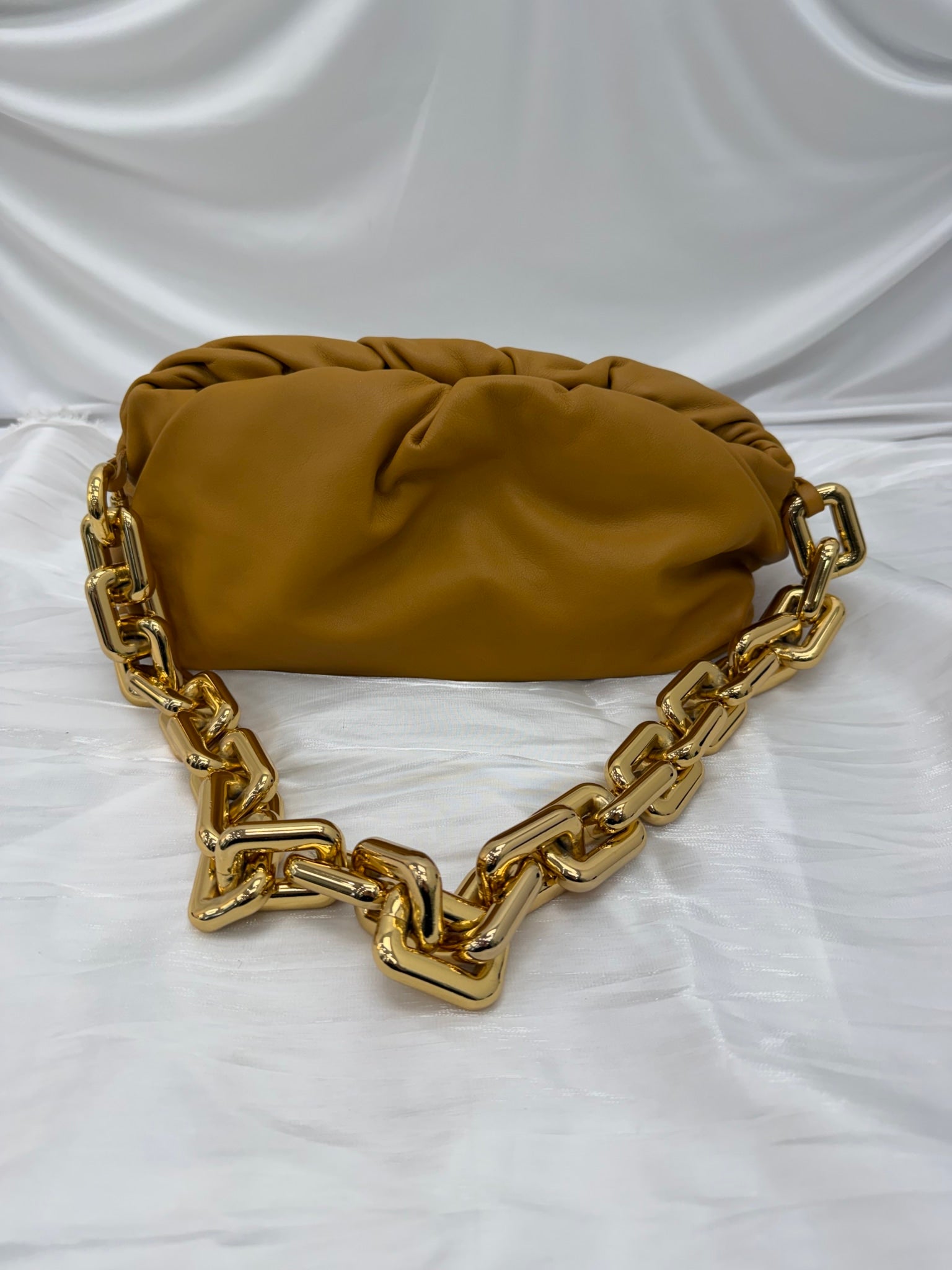 Bottega Veneta Mustard Yellow Leather The Chain Pouch