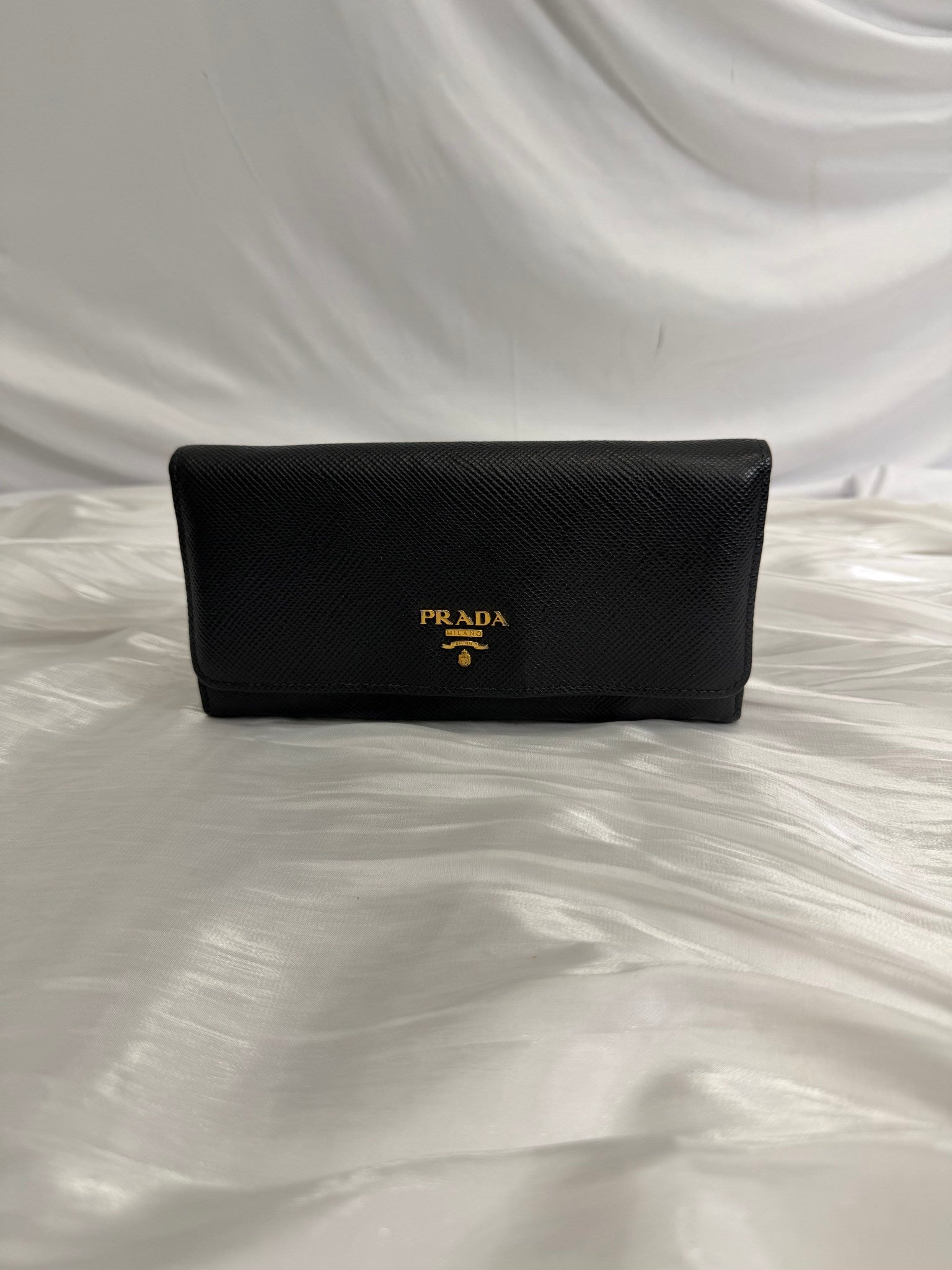Prada Black Saffiano Leather Long Wallet