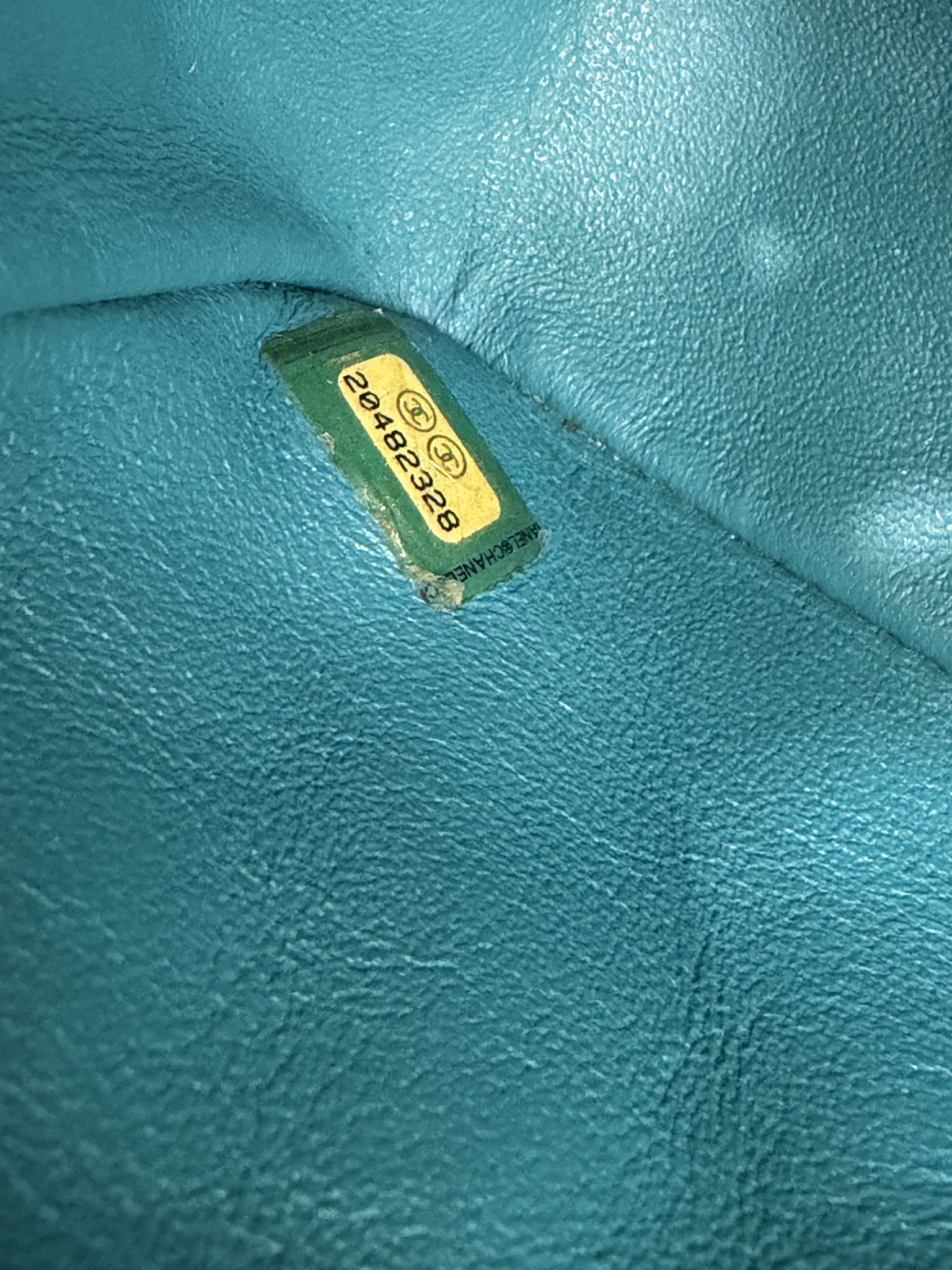 Chanel Teal Quilted Patent Leather Mini Flap Bag