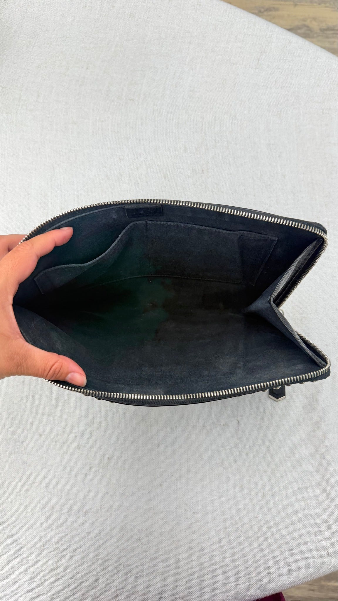 Fendi Black Saffiano Leather Karlito Clutch