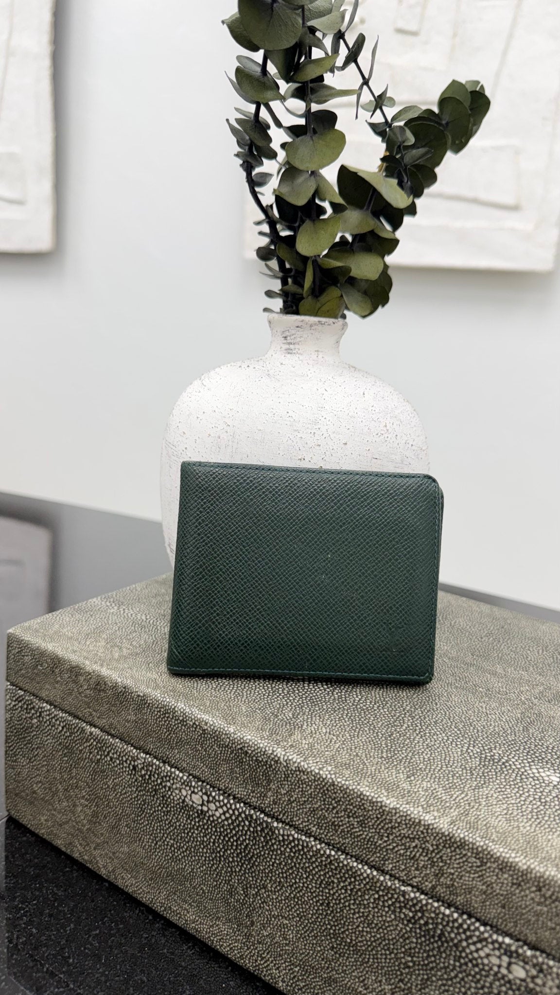 Louis Vuitton Green Taiga Leather Bifold Wallet