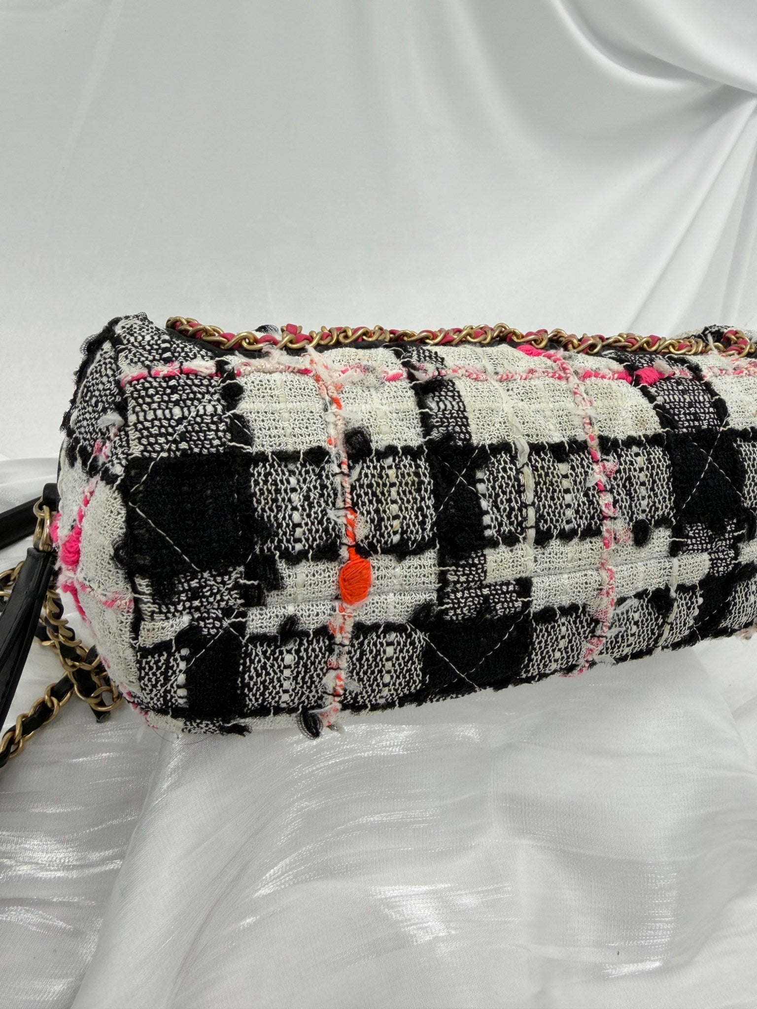 Chanel Multicolor Tweed & Calfskin Signe Bowling Bag