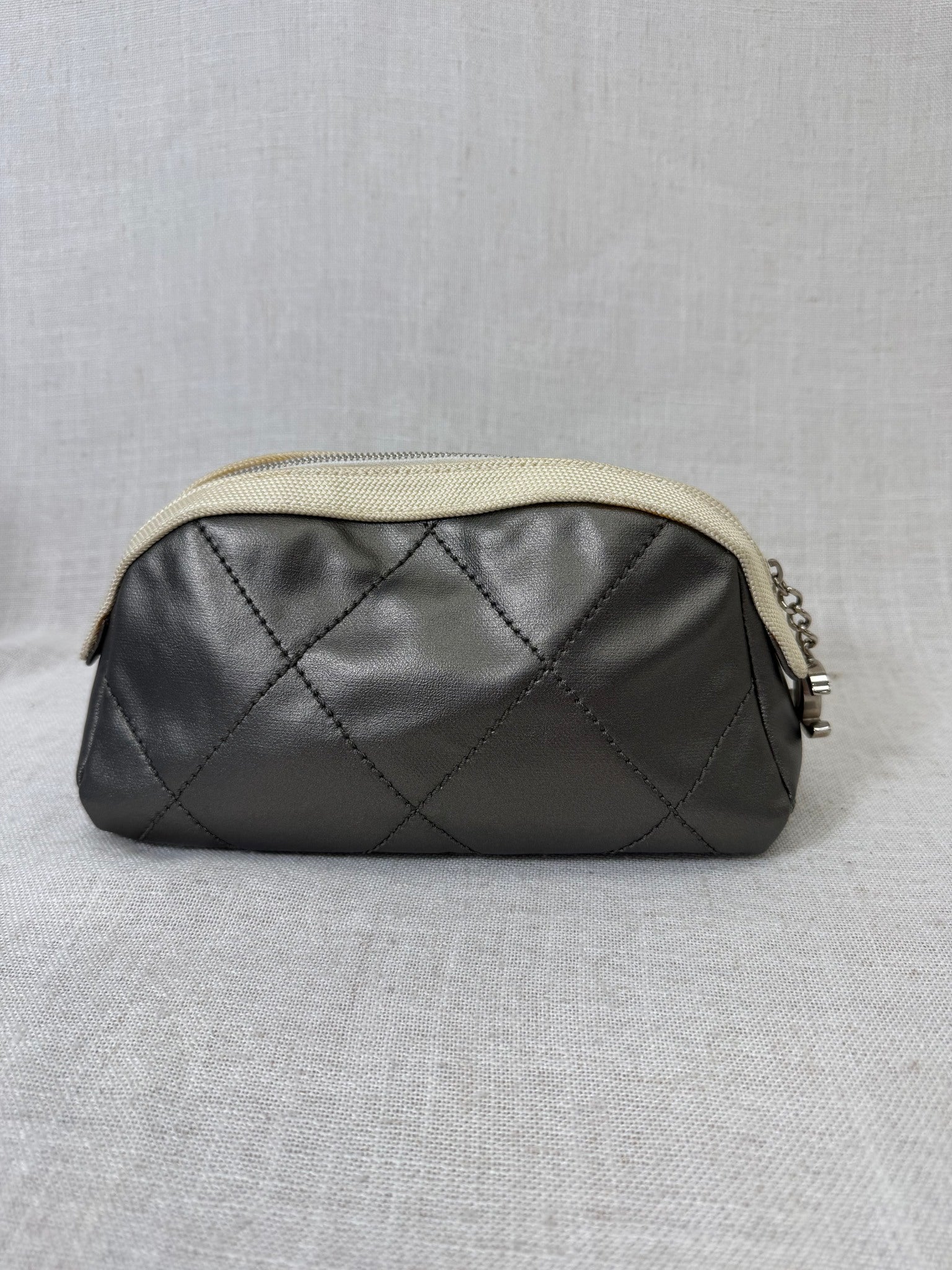 Chanel Grey PVC Leather Pouch 