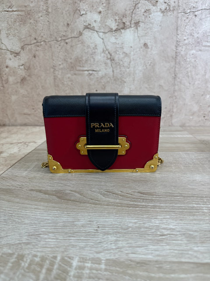 Prada Red & Black Leather Cahier Bag