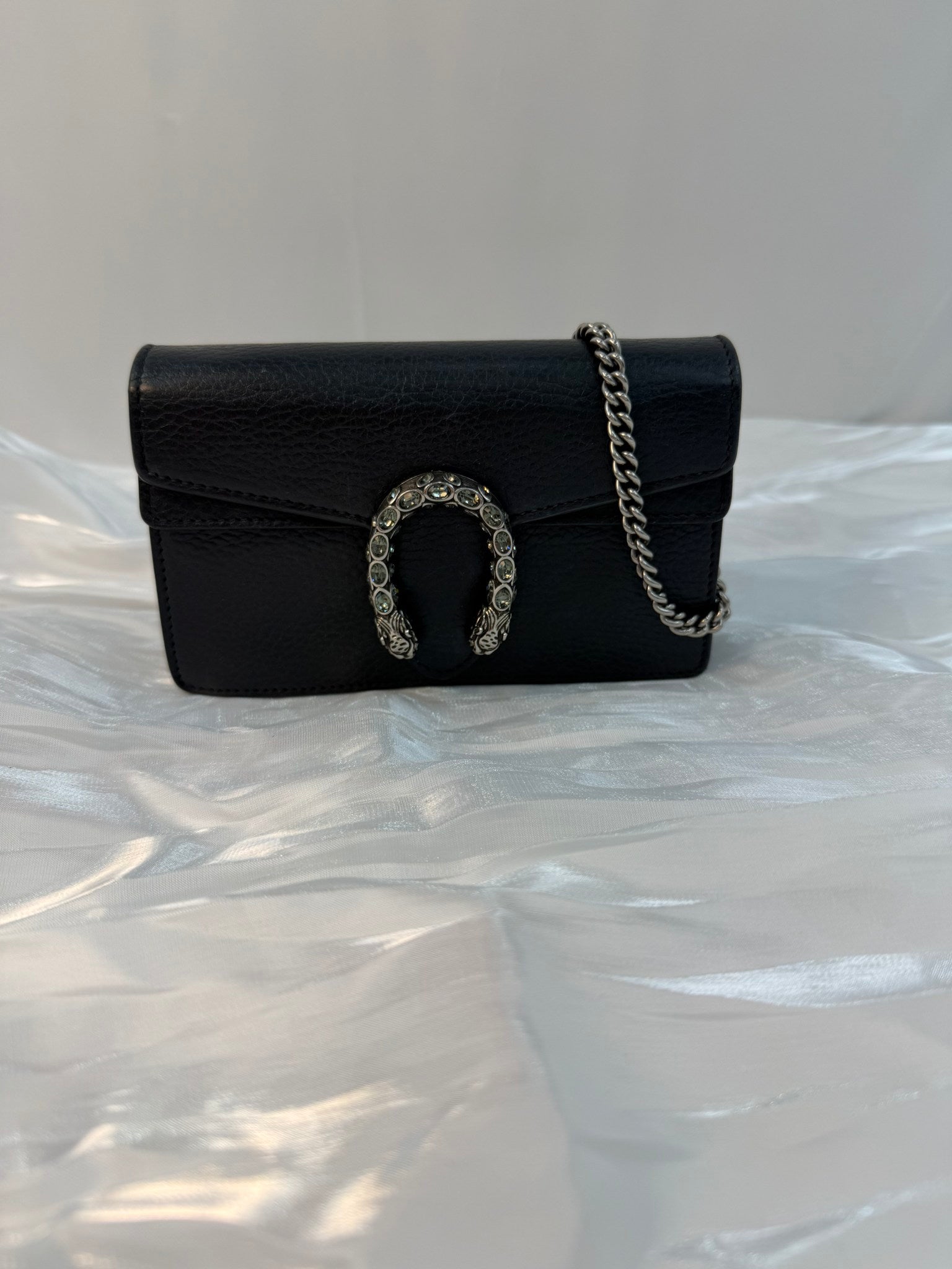 Gucci Black Leather Super Mini Dionysus Bag