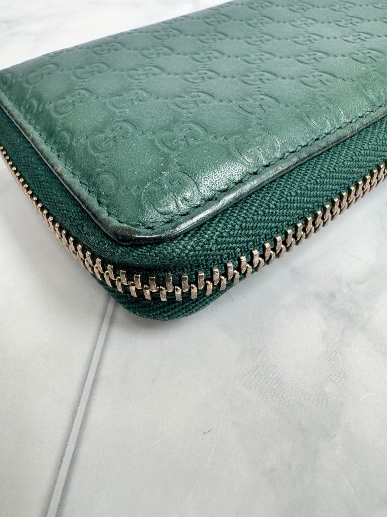 Gucci Green Microguccissima Compact Zippy Wallet