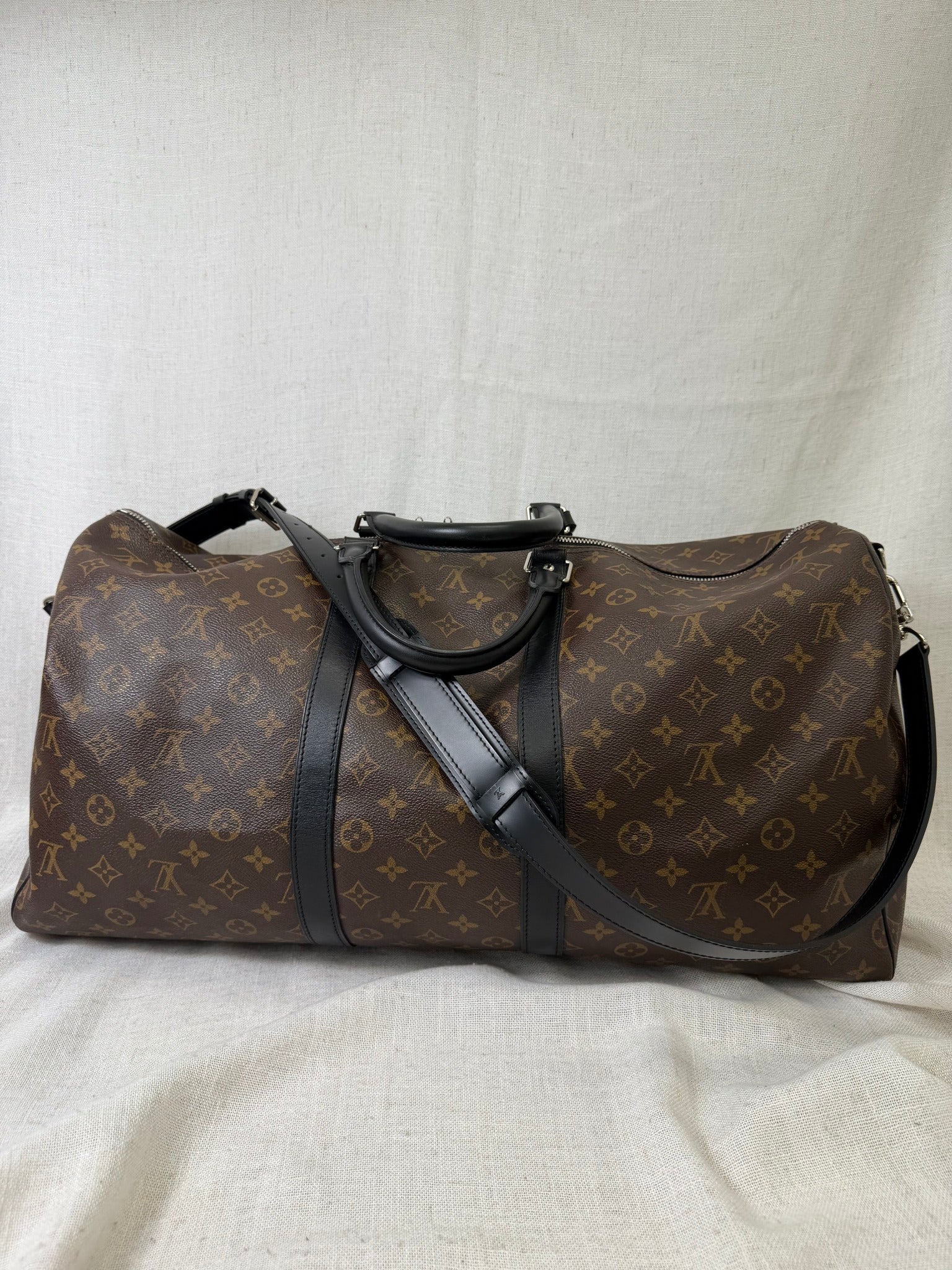 Louis Vuitton Monogram Macassar Keepall Bandouliere 55 Duffle Bag 