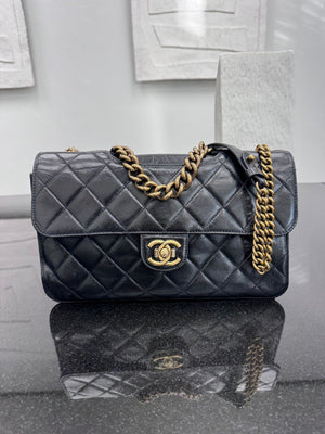 Chanel Black Quilted Calfskin Perfect Edge Large Flap Bag