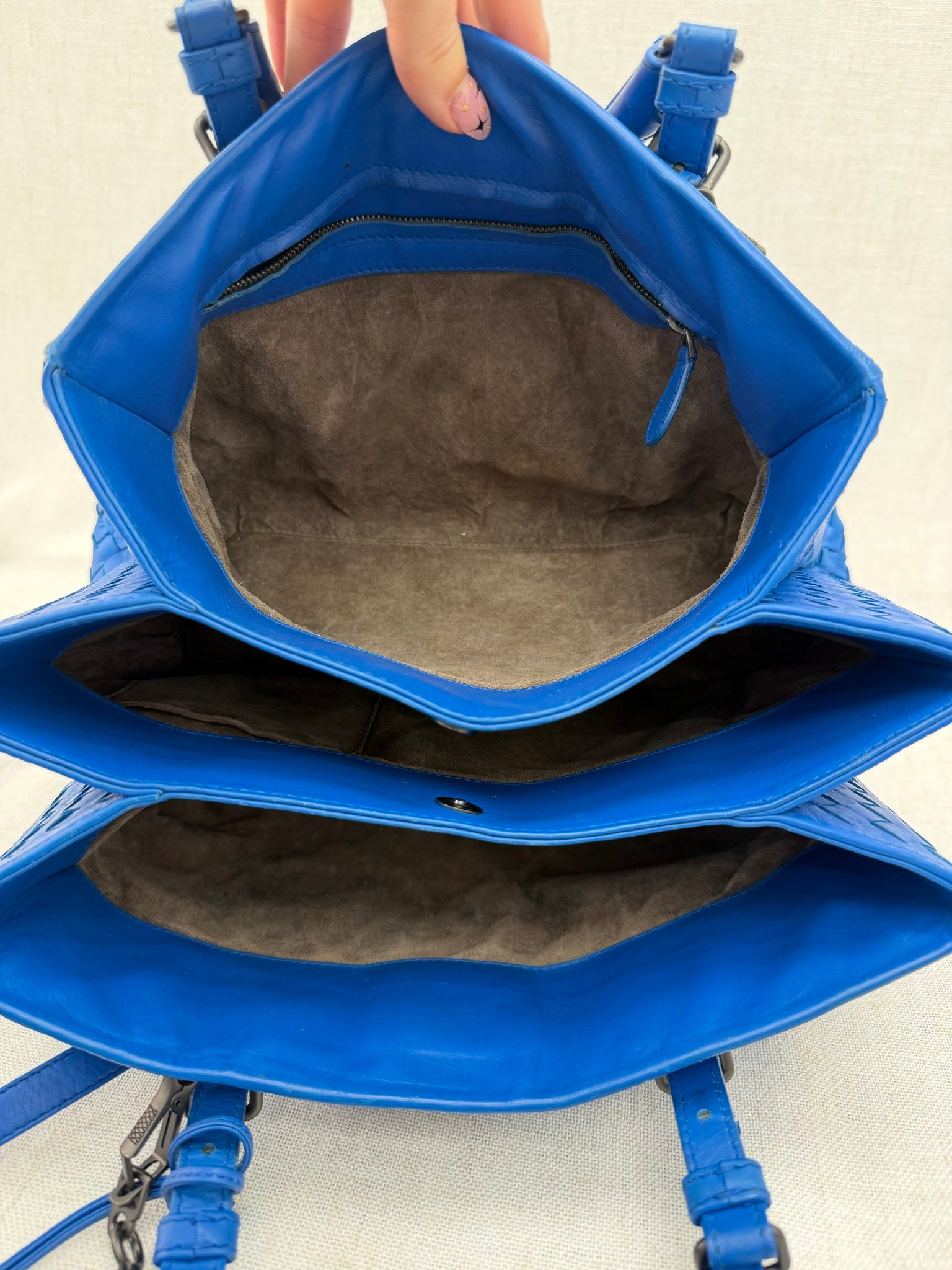 Bottega Veneta Blue Intrecciato Small Nappa Roma Satchel 2Way Bag