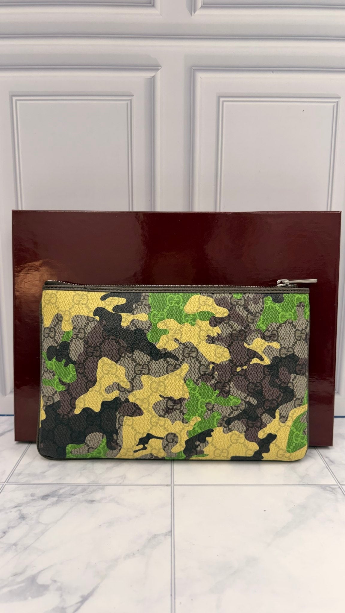 Gucci Multicolor GG Supreme Canvas Camouflage Pouch 