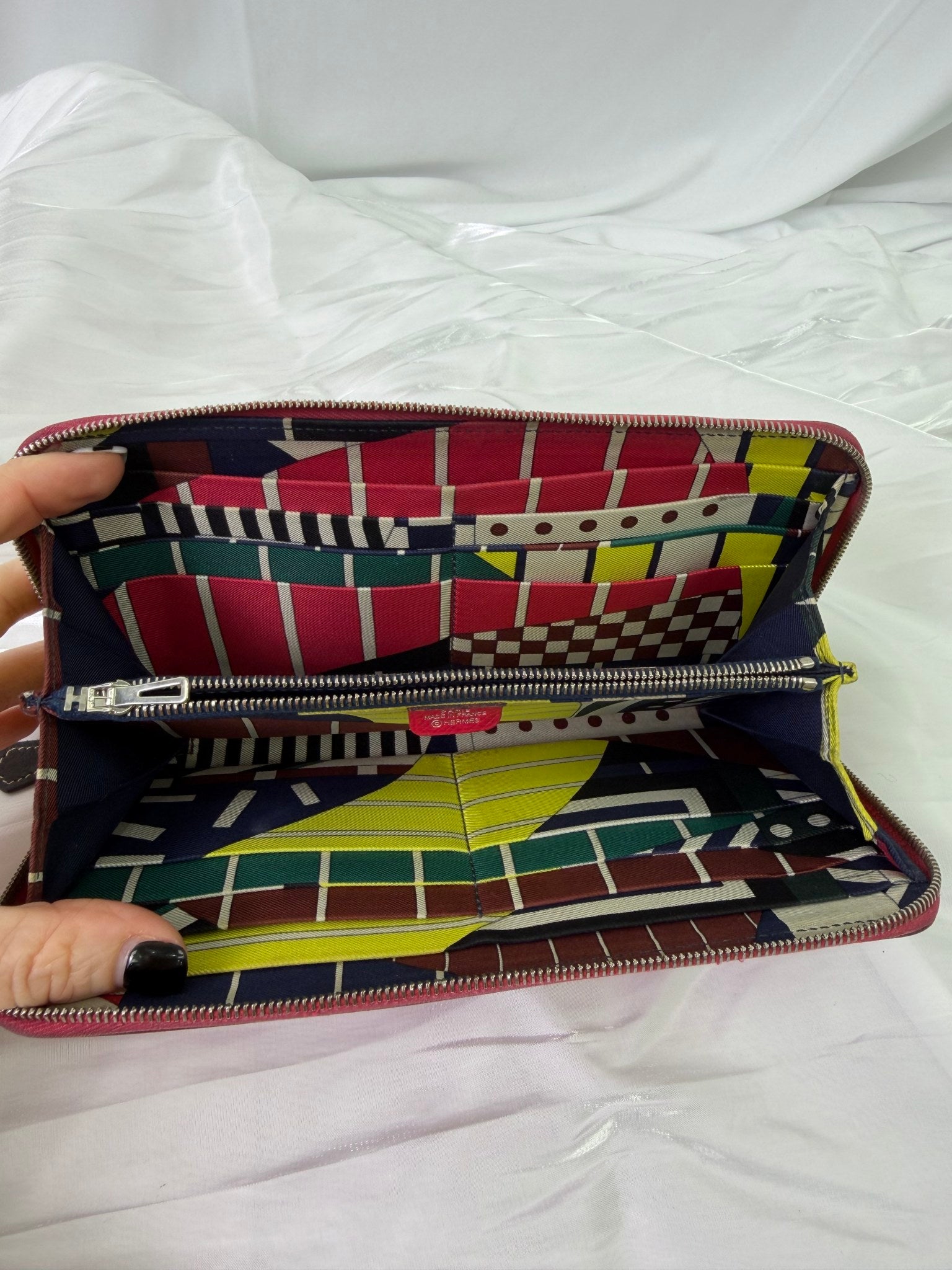 Hermes Pink Leather Silk’in Long Zippy Wallet