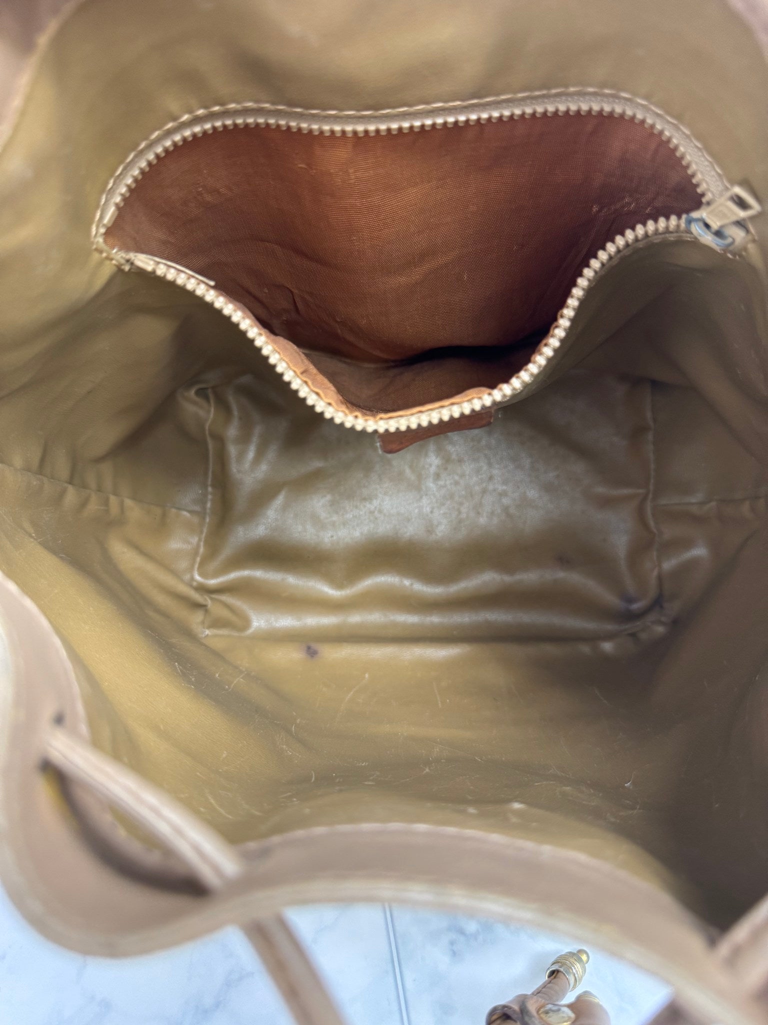 Celine Beige Coated Canvas Bucket Bag