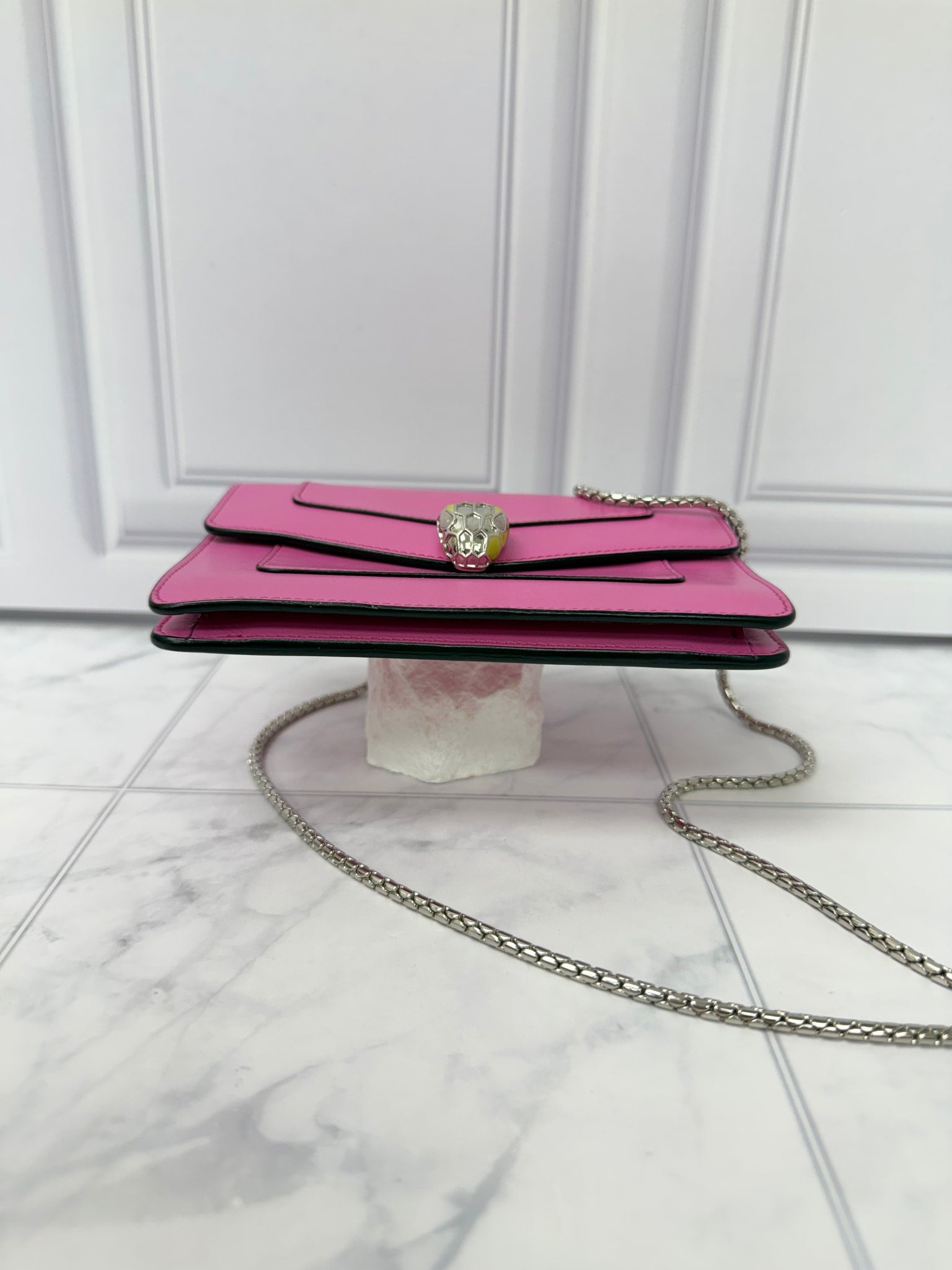 Bvlgari Pink Leather Serpenti Forever Super Mini Crossbody