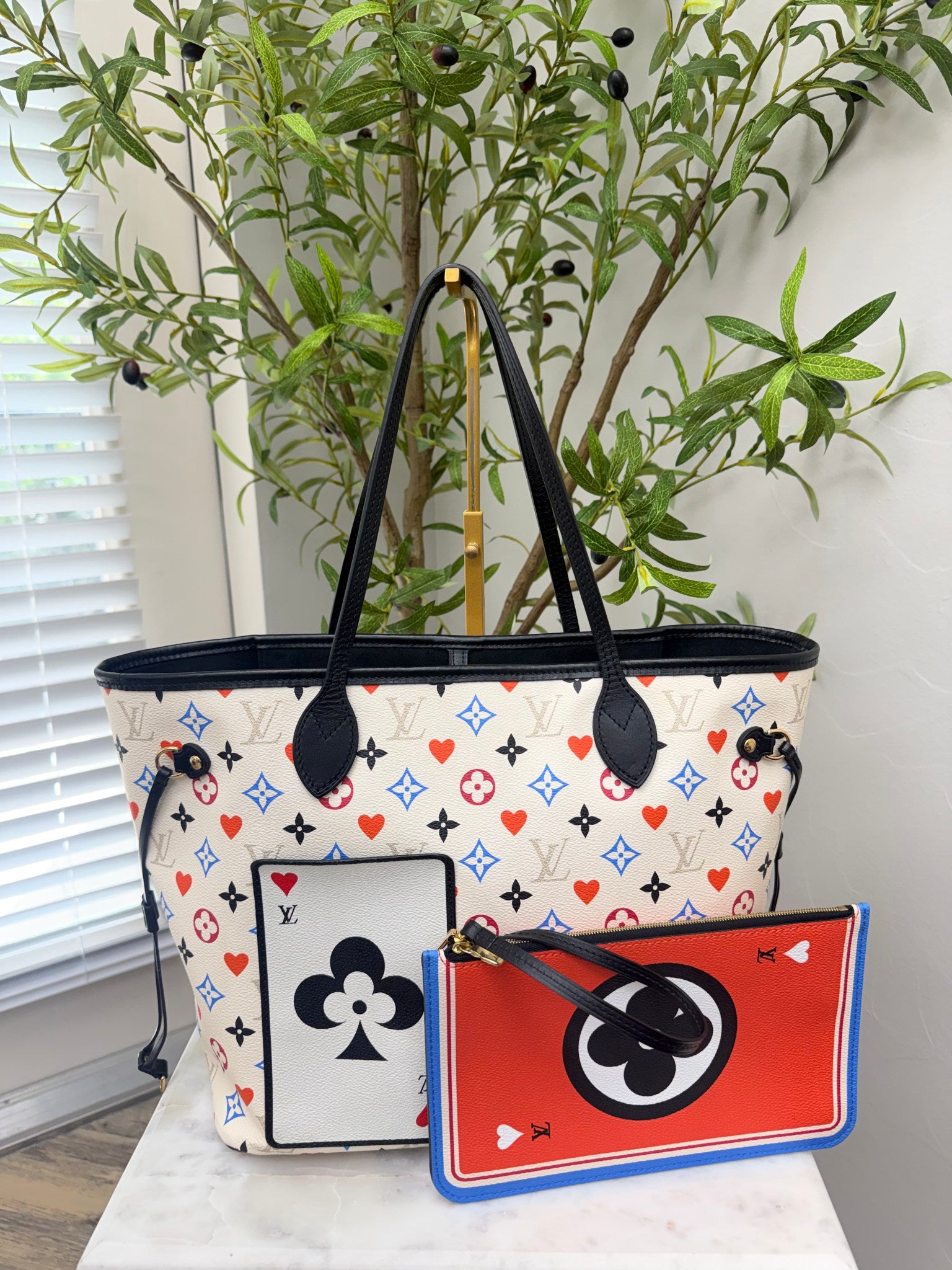 Louis Vuitton Cream Multicolor Monogram Game On Neverfull MM 