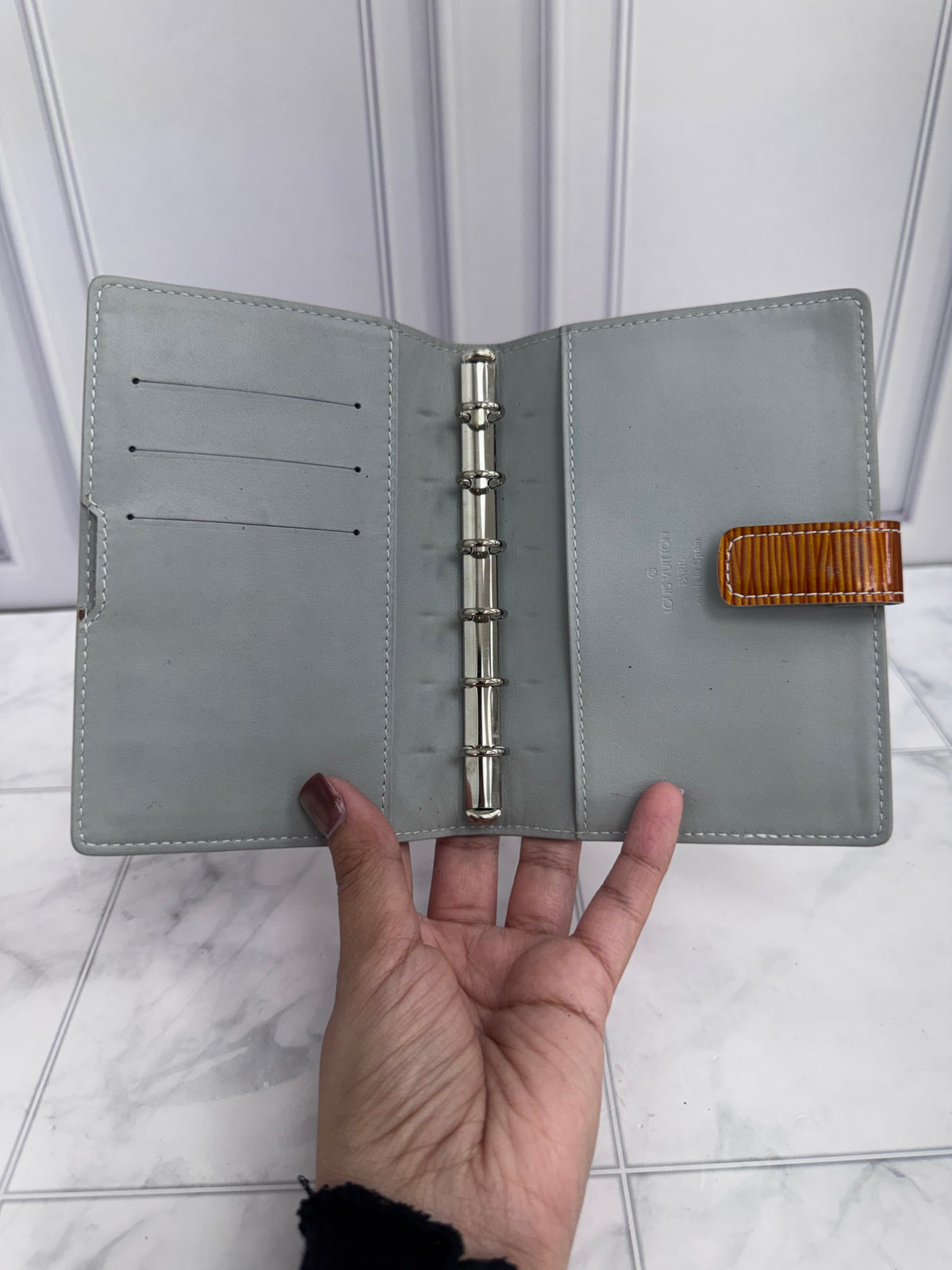 Louis Vuitton Metallic Orange Epi Cyber Agenda PM