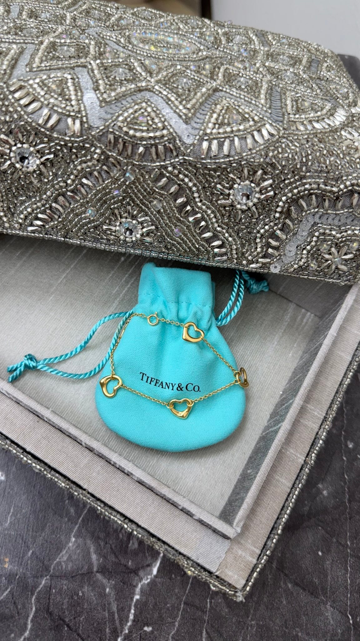 Tiffany 18k Gold Open Heart Bracelet
