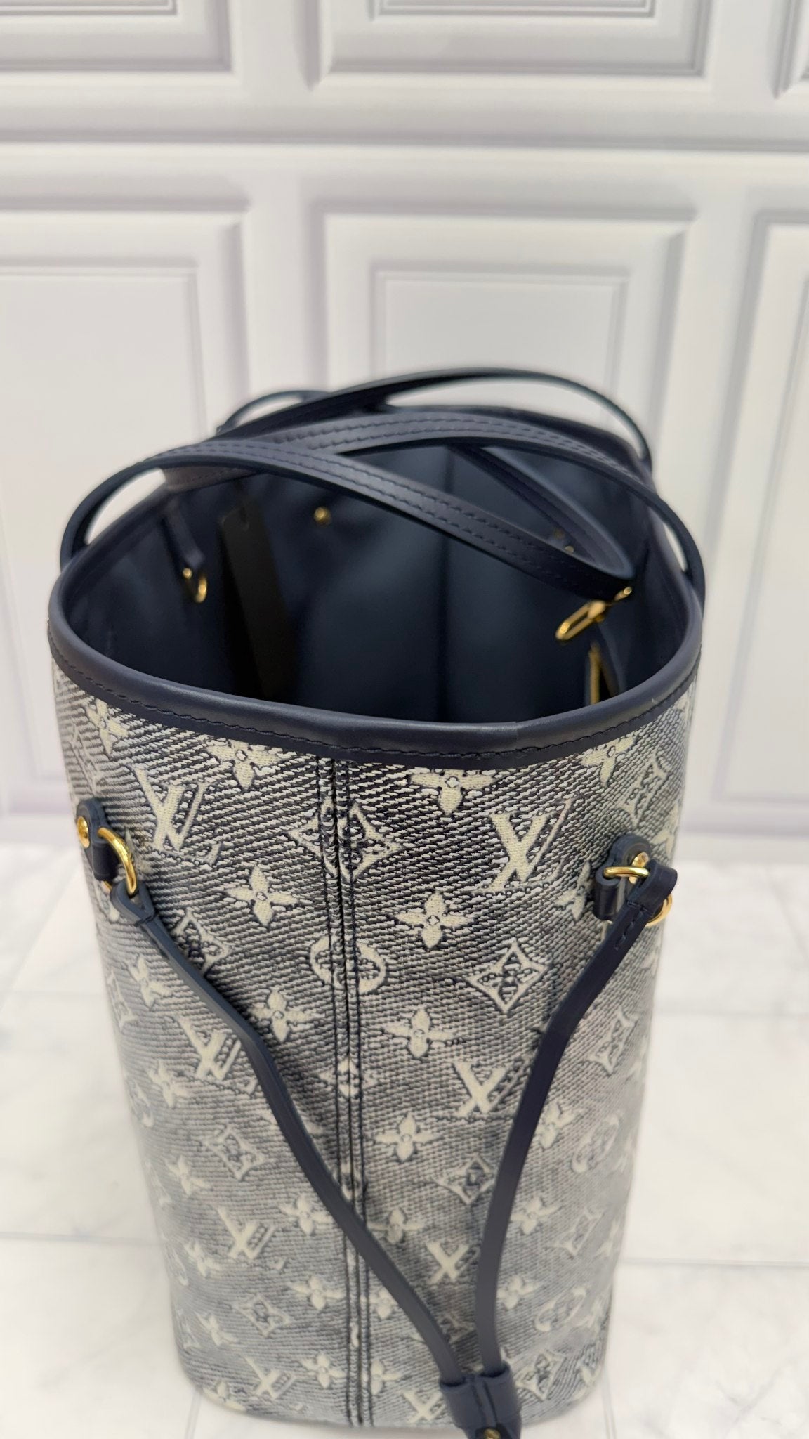 Louis Vuitton Blue Jacquard Coated Canvas Neverfull MM