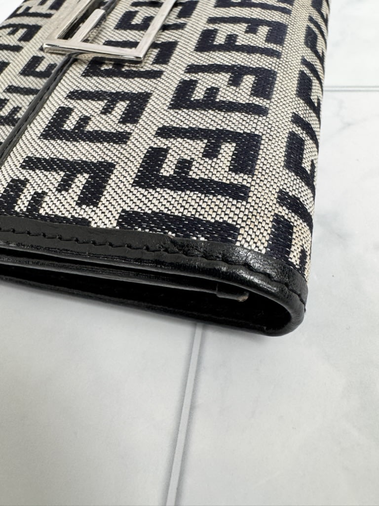 Fendi Grey And Black Zucca Canvas Compact Wallet