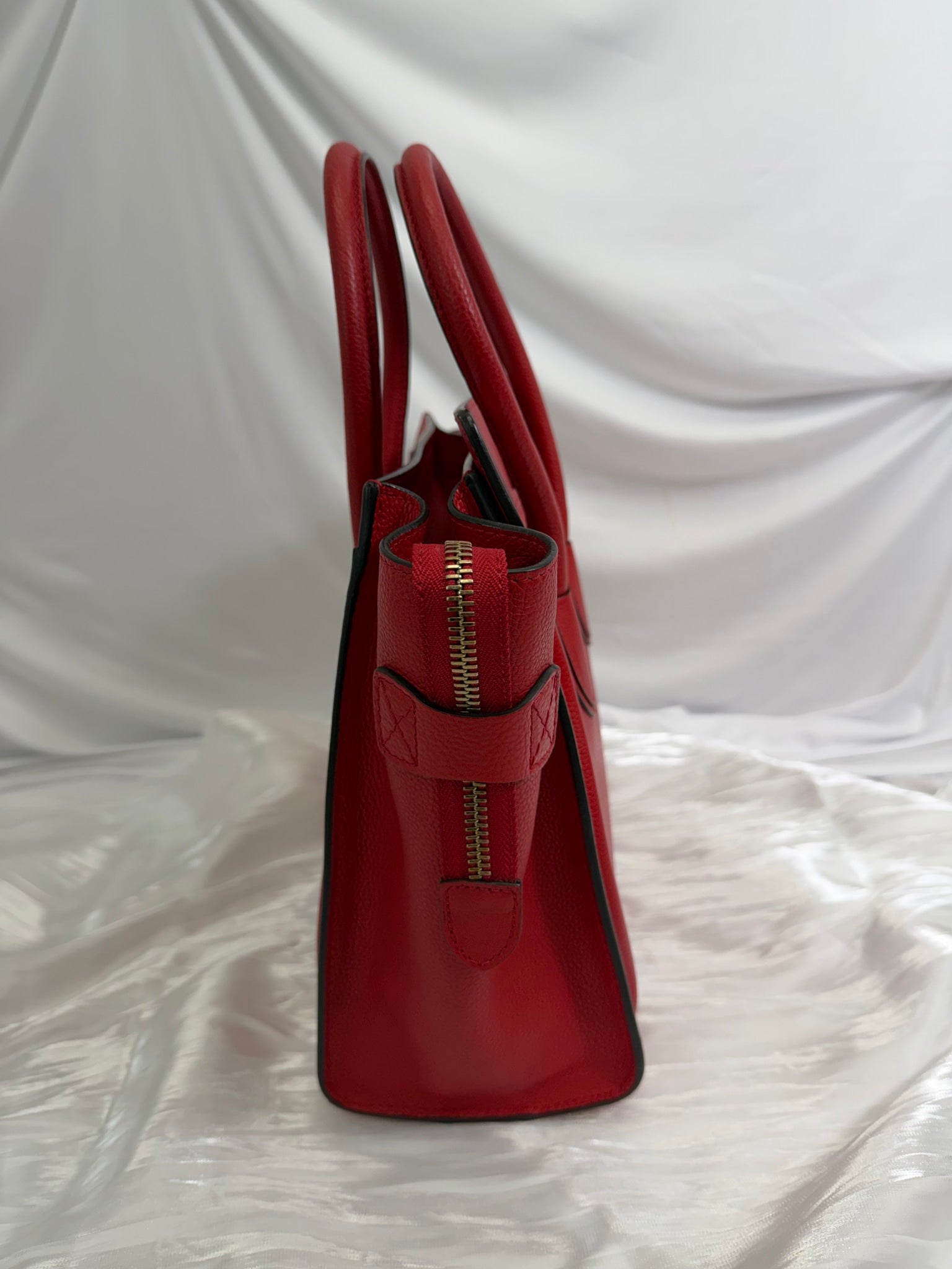 Celine Red Leather Micro Luggage Tote